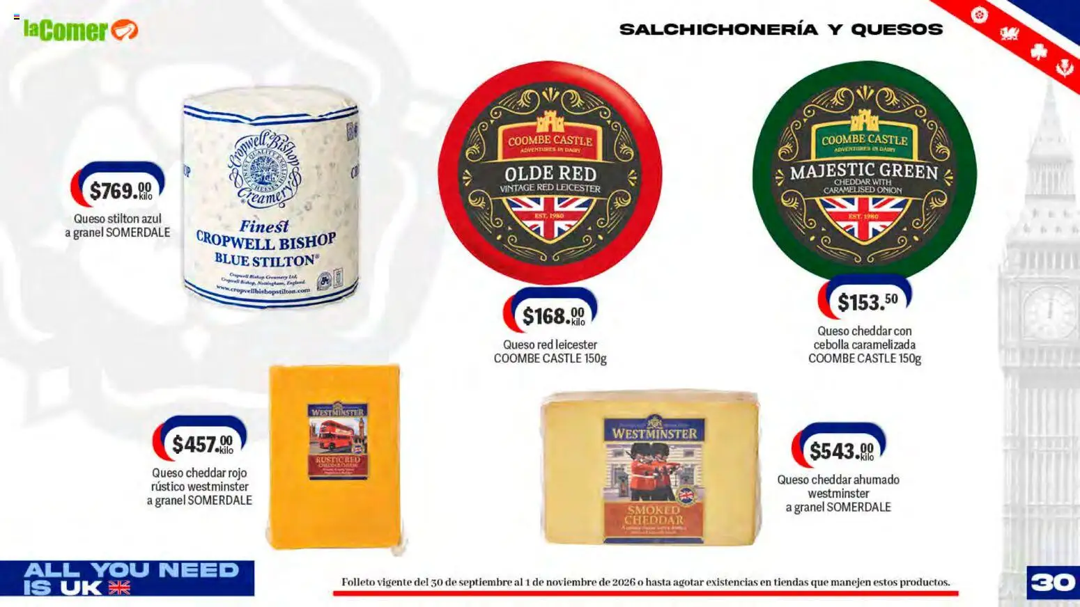 Nuevas ofertas de La Comer válidas en toda la República Mexicana desde el 30/09/2026. ¡Encuentra las mejores ofertas en La Comer folleto! | Página: 30 | Productos: Cebolla, Queso Cheddar, Queso