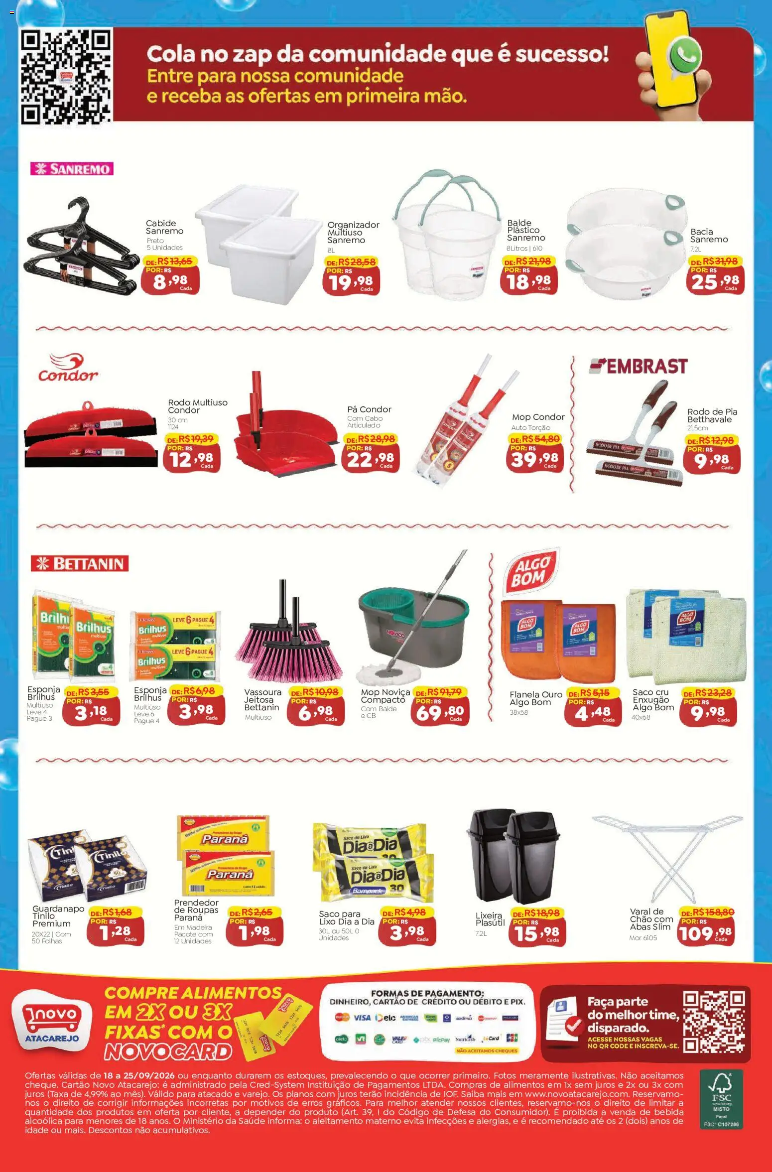 Novo Atacarejo Folheto - válido de 18/09/2026 | Página: 4 | Produtos: Cabide, Roupas, Vassoura, Balde