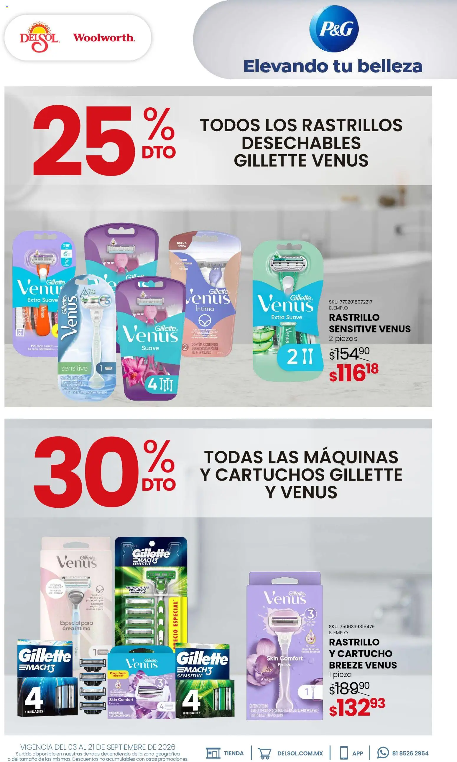 Nuevas ofertas de Del Sol y Woolworth válidas en toda la República Mexicana desde el 03/09/2026. ¡Encuentra las mejores ofertas en Del Sol y Woolworth catálogo Beauty Days! | Página: 9 | Productos: Rastrillo, Bañera