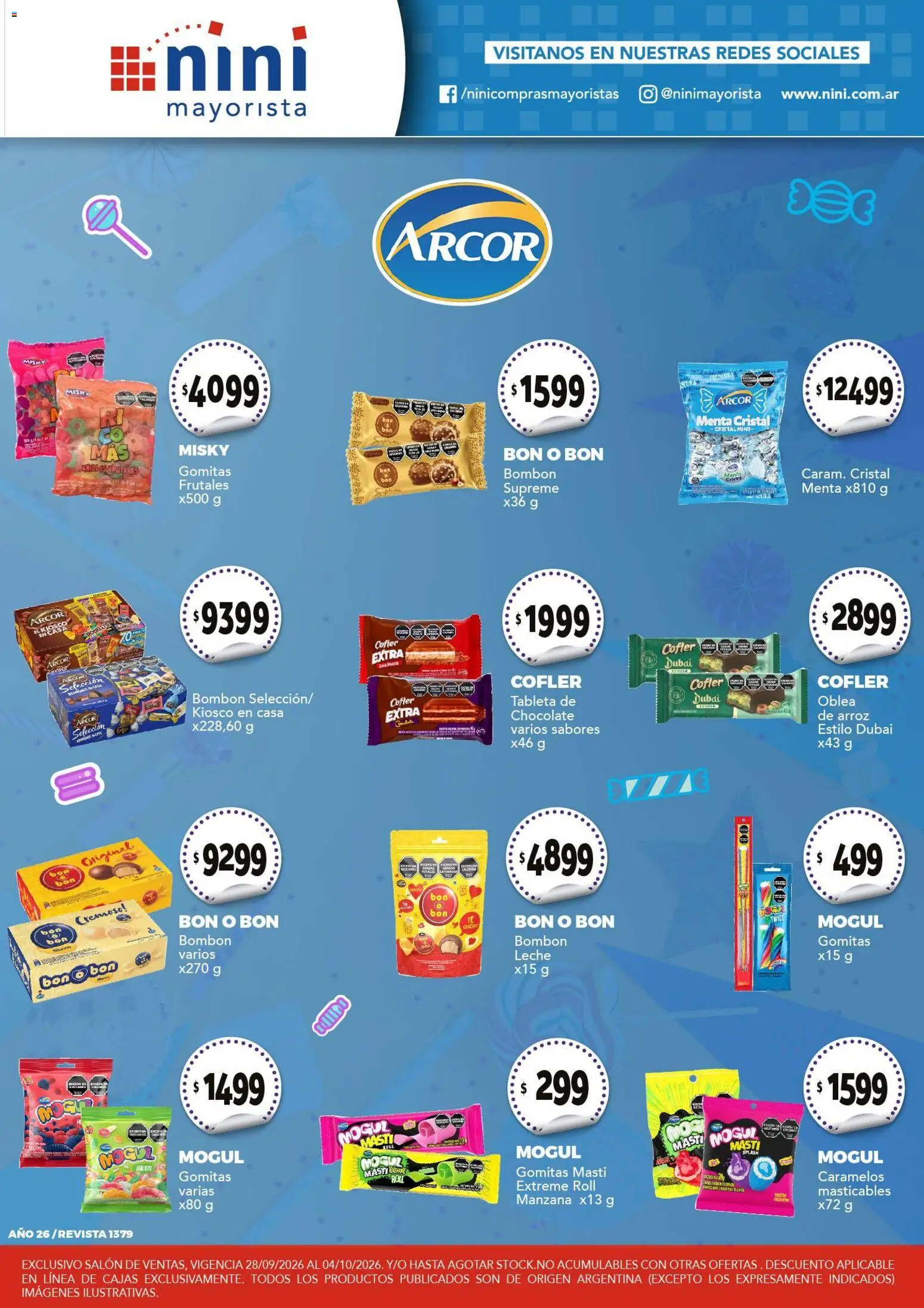 NINI Mayorista -Salón de Ventas │ válido desde el 28/09/2026 | Página: 1 | Productos: Tableta, Gomitas, Leche, Chocolate