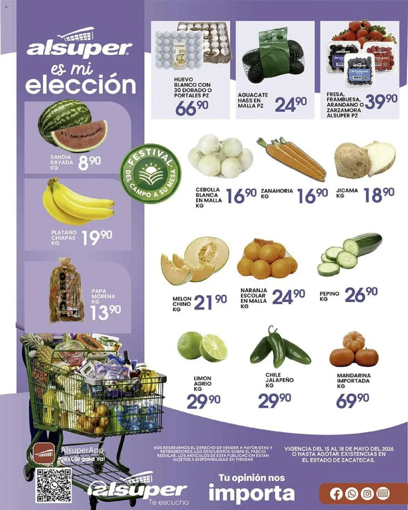 Nuevas ofertas de Alsuper válidas en toda la República Mexicana desde el 15.05.2026. ¡Encuentra las mejores ofertas en Alsuper folleto Calera! | Página: 1 | Productos: Cebolla, Aguacate, Té, Sobre