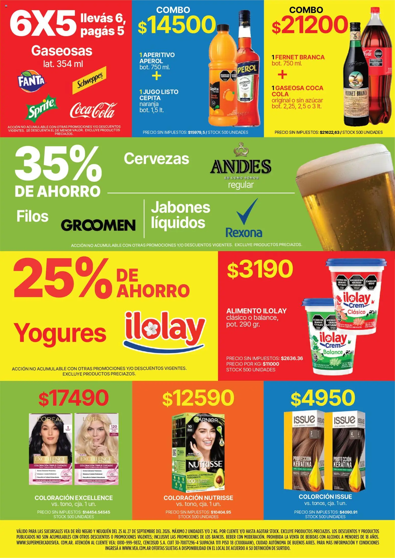 Vea - Fin de semana Patagonia │ válido desde el 25/09/2026 | Página: 9 | Productos: Aperol, Mascarilla, Bebidas, Jugo