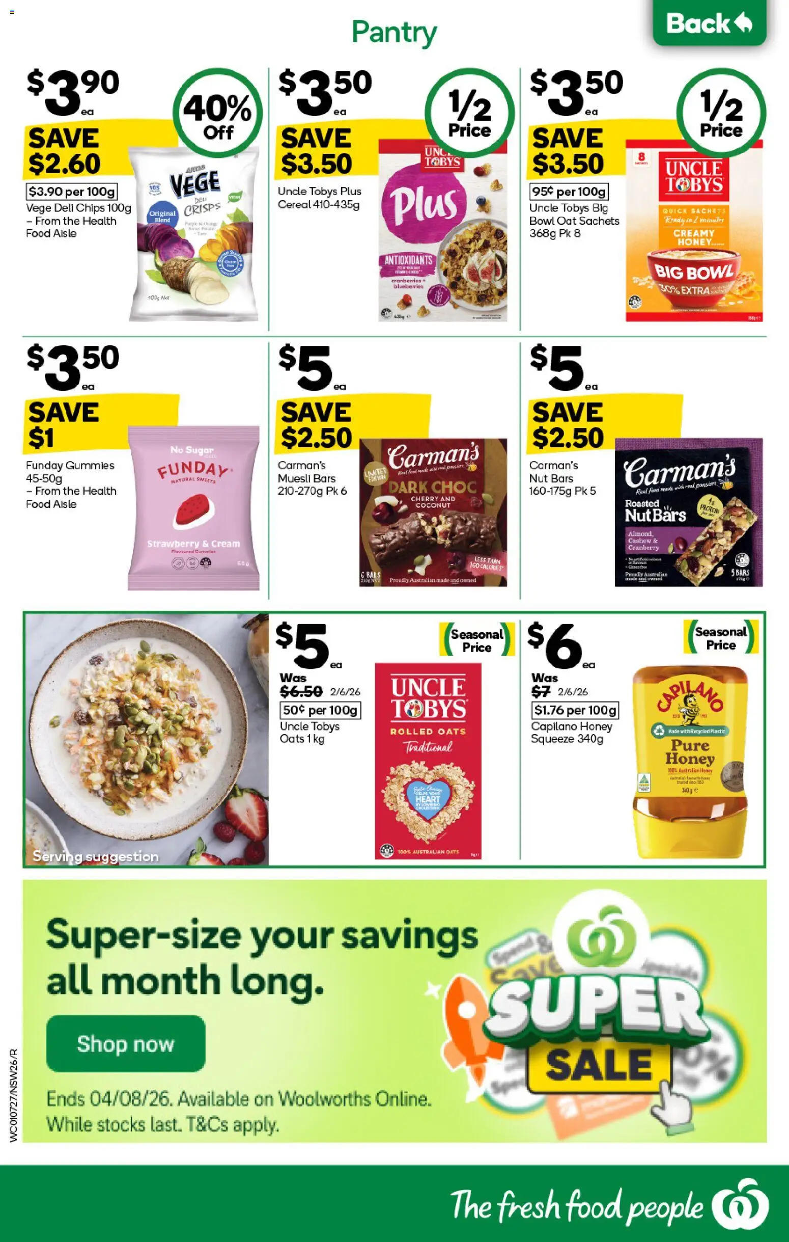 Woolworths catalogue - valid from 01/07/2026 | Page: 26 | Products: Honey, Oats, Chips, Cream
