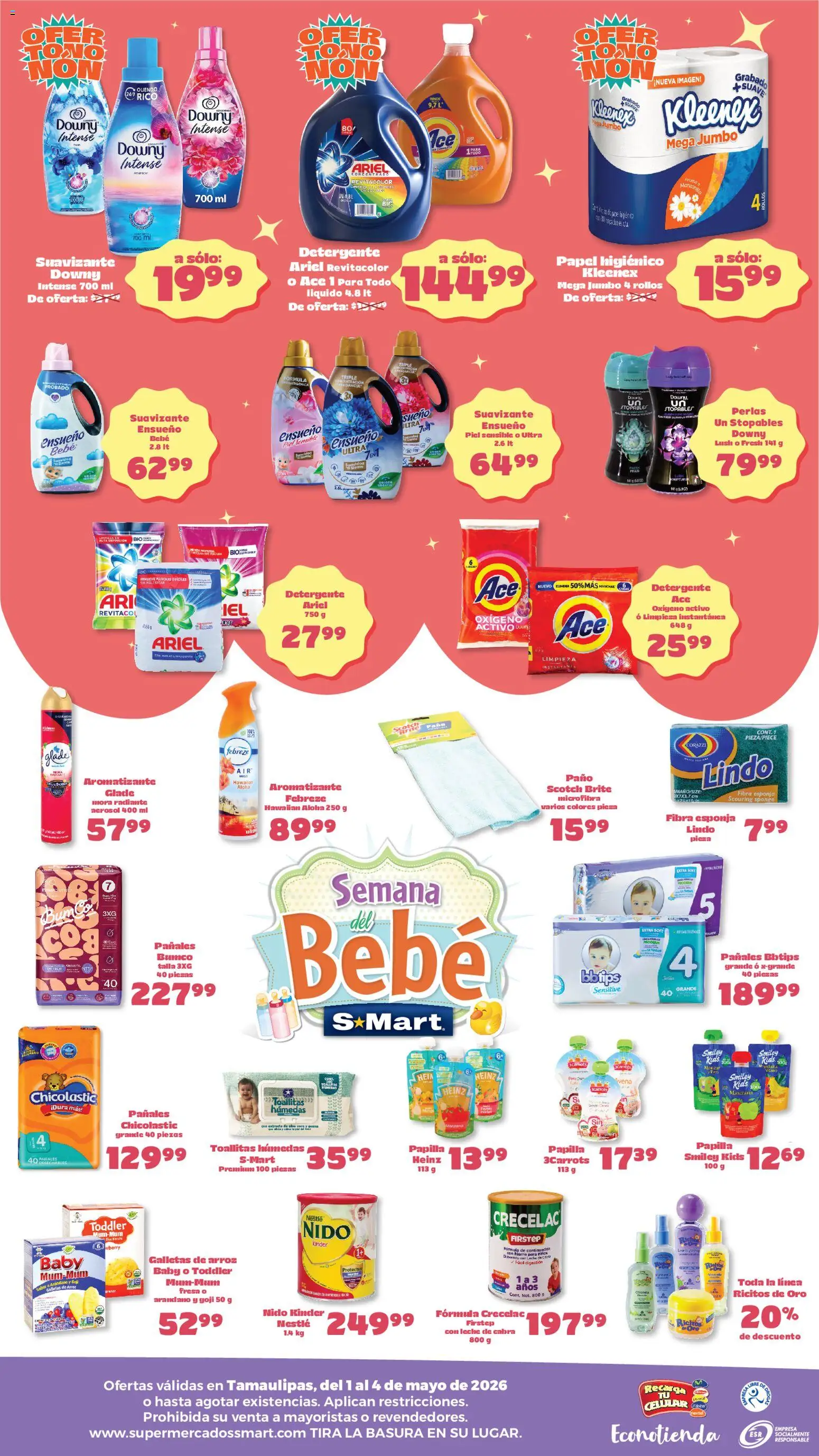Nuevas ofertas de S-Mart válidas en toda la República Mexicana desde el 01.05.2026. ¡Encuentra las mejores ofertas en S-Mart folleto Ofertas de feria Reynosa! | Página: 2 | Productos: Detergente, Esponja, Leche, Radiante