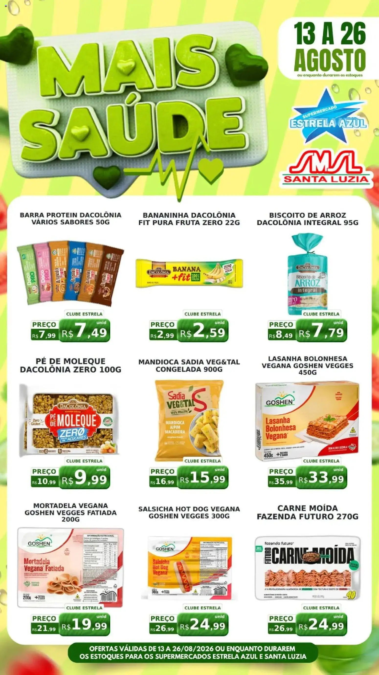 Estrela Azul Folheto - válido de 13/08/2026 | Página: 2 | Produtos: Salsicha, Carne, Lasanha, Carne moída