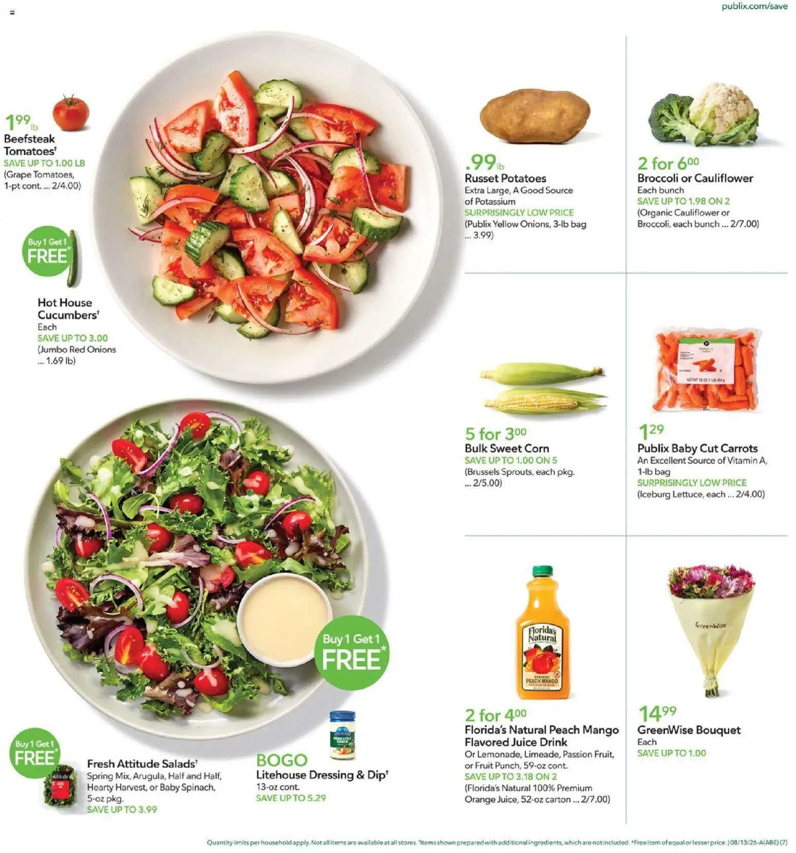 Publix Weekly Ad - valid from 08/12/2026 | Page: 7 | Products: Vitamin, Corn, Broccoli, Potatoes