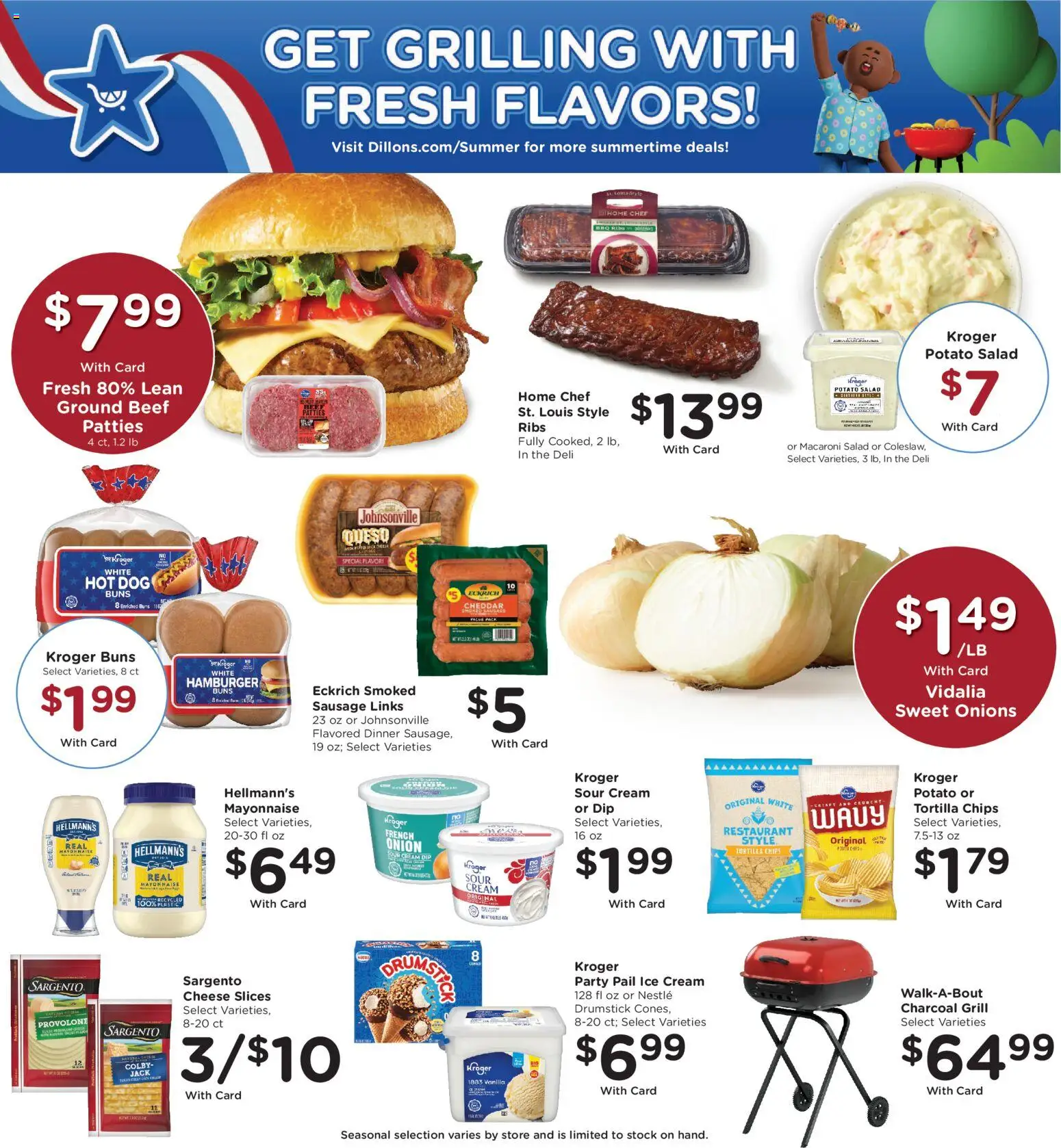 Dillons Weekly Ad - valid from 07/08/2026 | Page: 5 | Products: Beef, Chips, Sausage, Onion