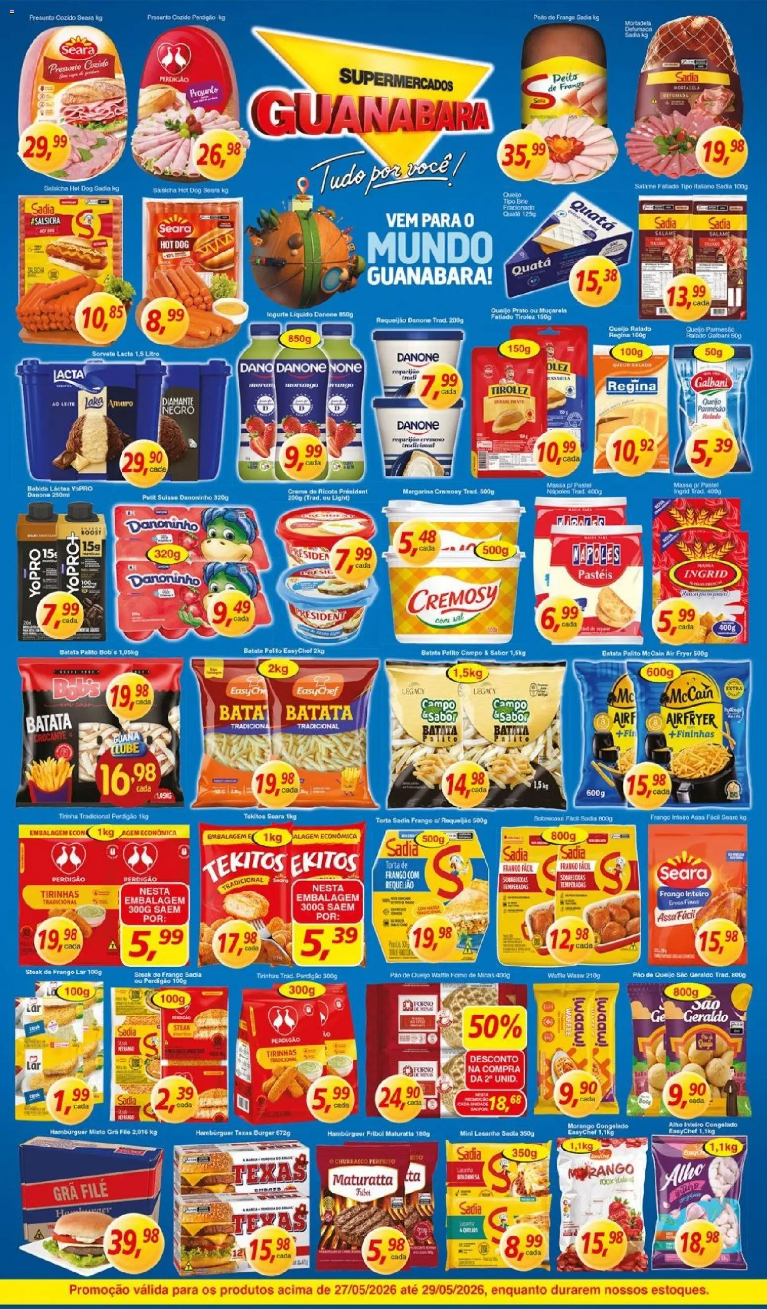 Supermercados Guanabara Folheto - válido de 27.05.2026 | Página: 8 | Produtos: Presunto, Massa, Creme, Margarina