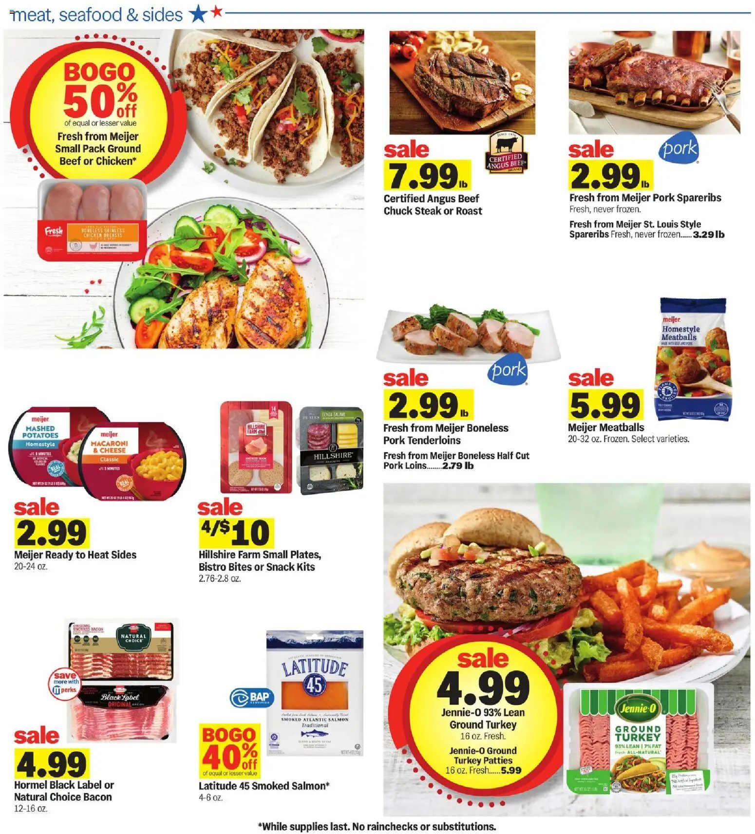 Meijer Weekly Ad - valid from 07/08/2026 | Page: 5 | Products: Cheese, Pork, Beef, Potatoes