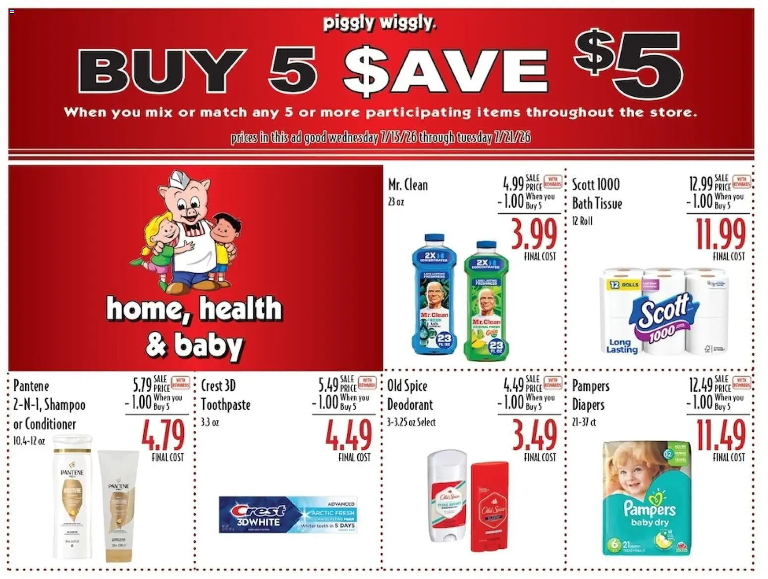 Piggly Wiggly Weekly Ad - valid from 07/15/2026 | Page: 7 | Products: Bath, Shampoo, Conditioner, Deodorant