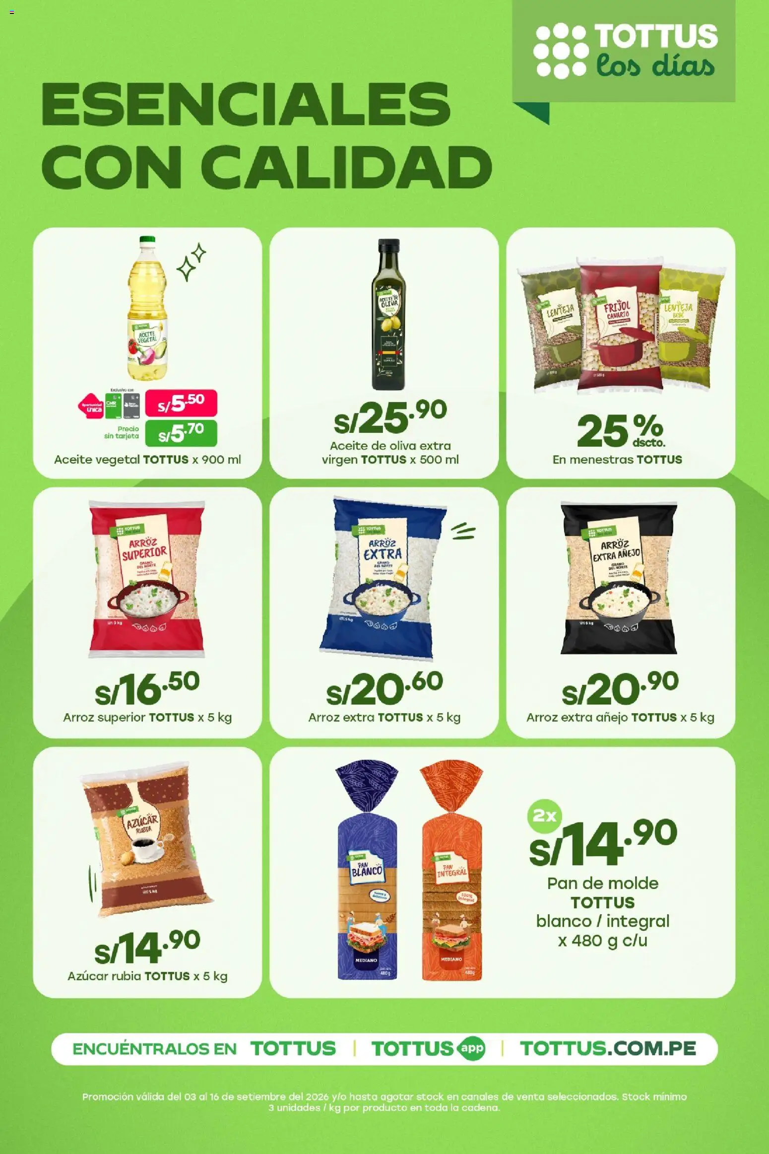 Catálogo Tottus válido desde 03/09/2026 | Página: 2 | Productos: Aceite vegetal, Arroz, Aceite de oliva extra virgen, Azúcar