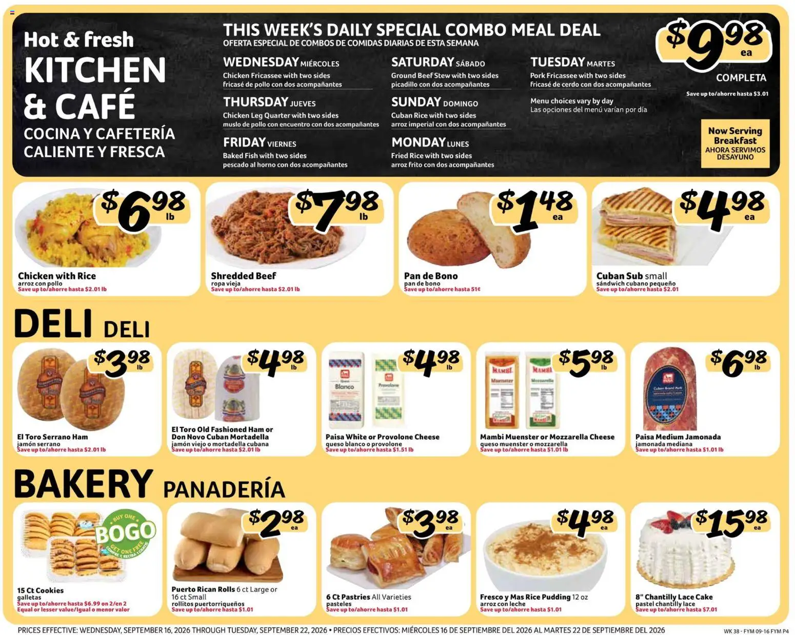 Fresco y Más Weekly Ad - valid from 09/16/2026 | Page: 4 | Products: Ham, Rice, Cake, Pudding