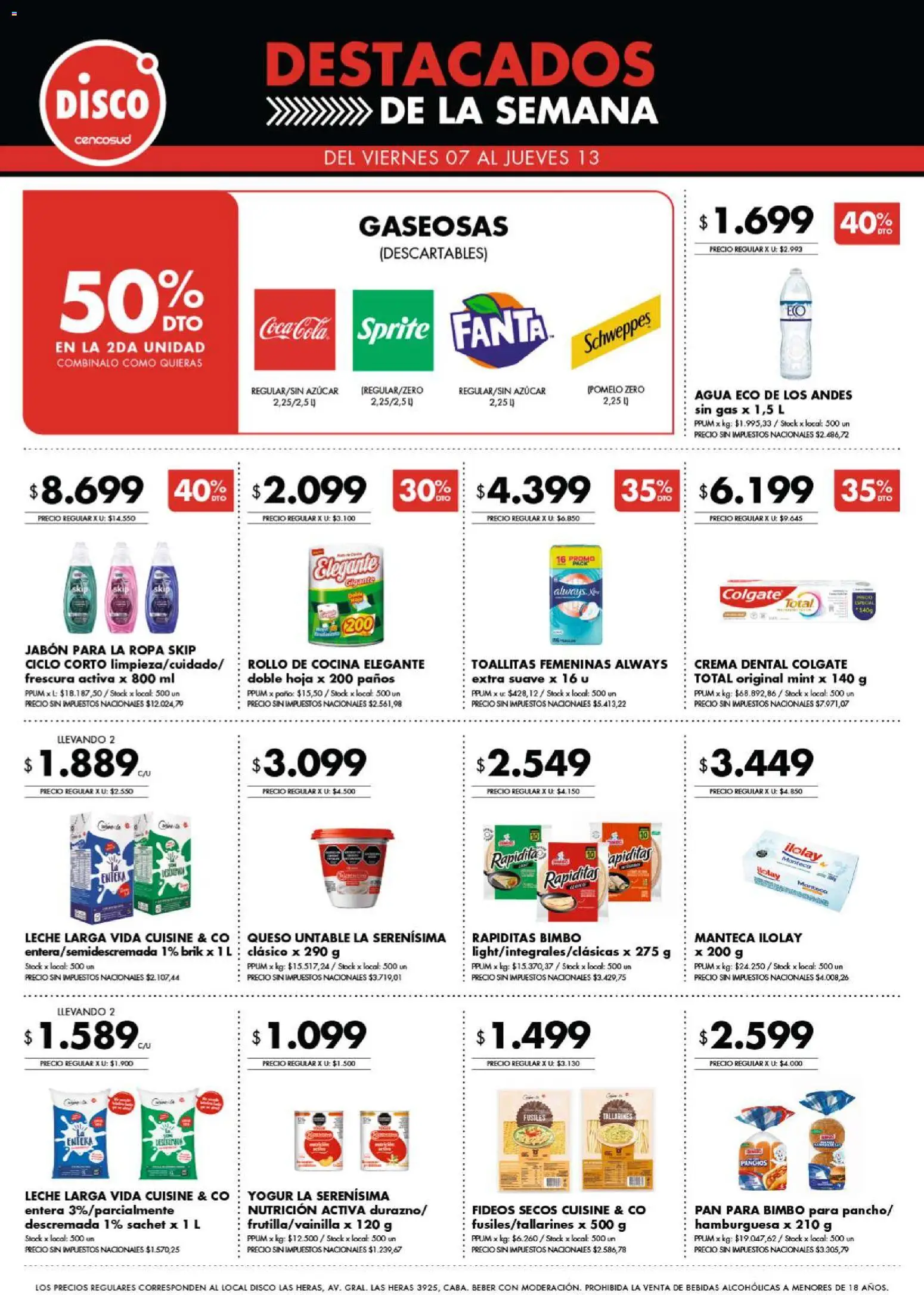 Disco - Destacados - Ofertas Nacional │ válido desde el 07/08/2026 | Página: 1 | Productos: Hamburguesa, Agua, Ropa, Manteca