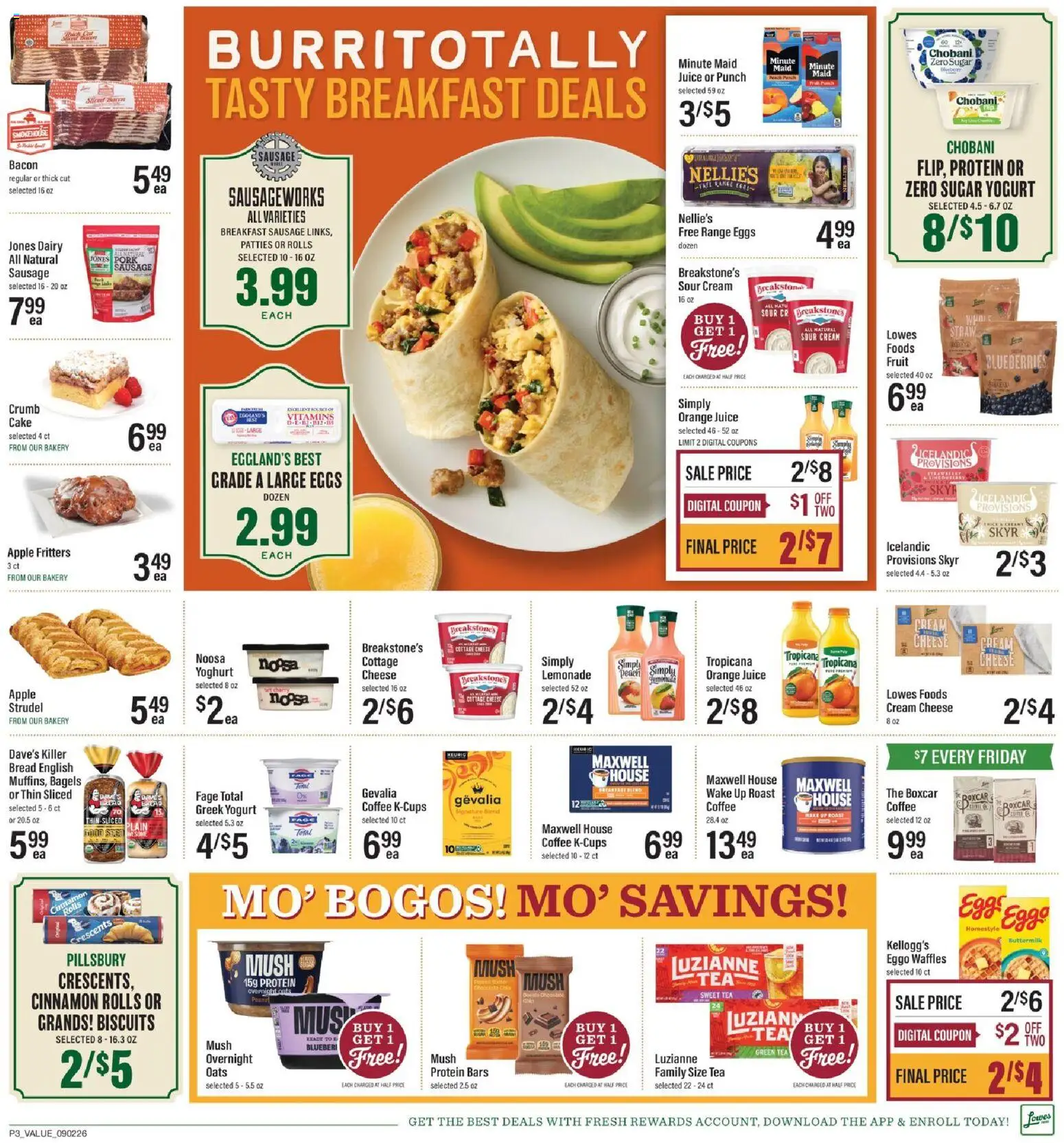Lowes Foods Weekly Ad - valid from 09/02/2026 | Page: 3 | Products: Orange juice, Coffee, Pork, Peach