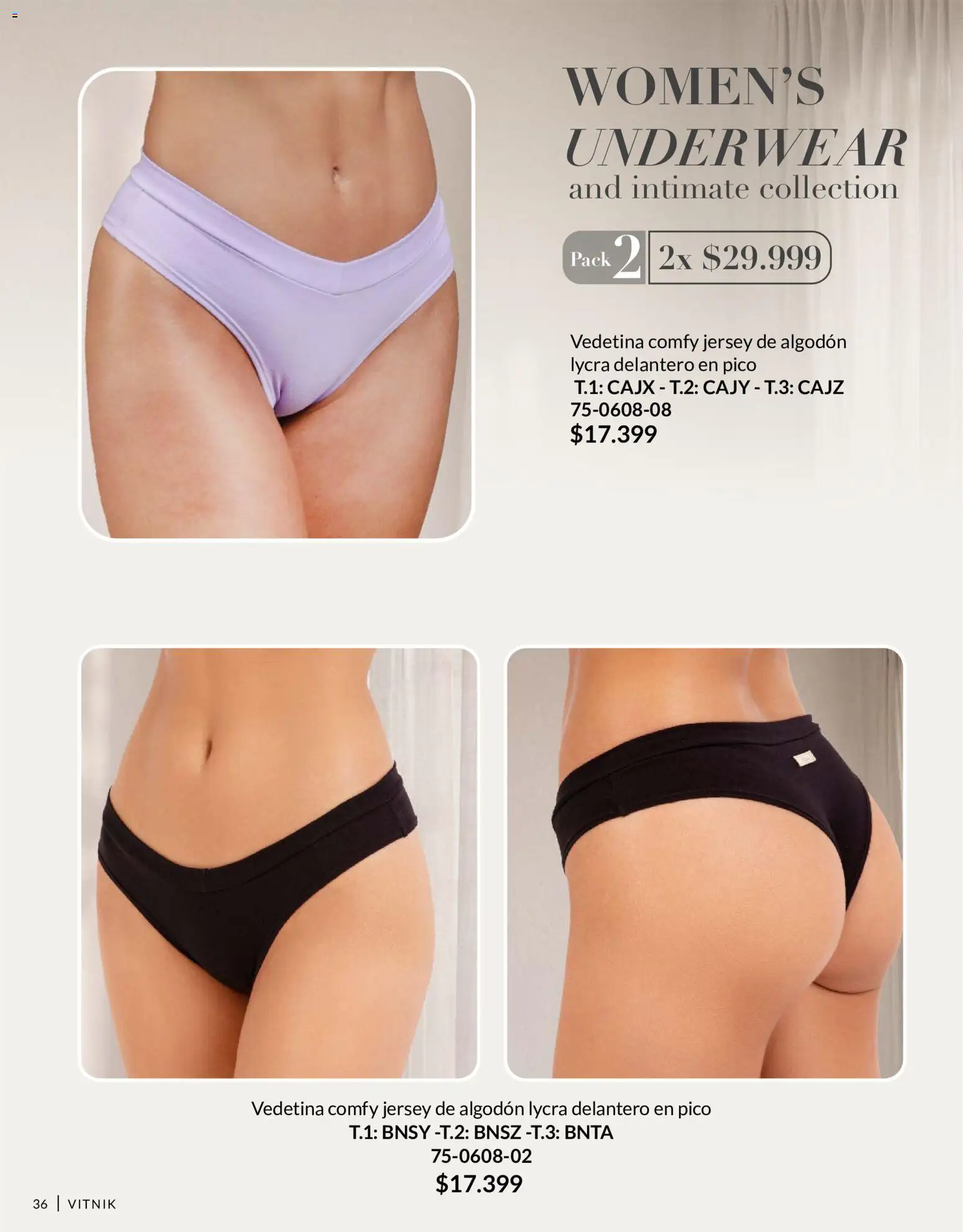 Vitnik - Underwear & Complements │ válido desde el 01/09/2026 | Página: 36 | Productos: Pico, Algodón