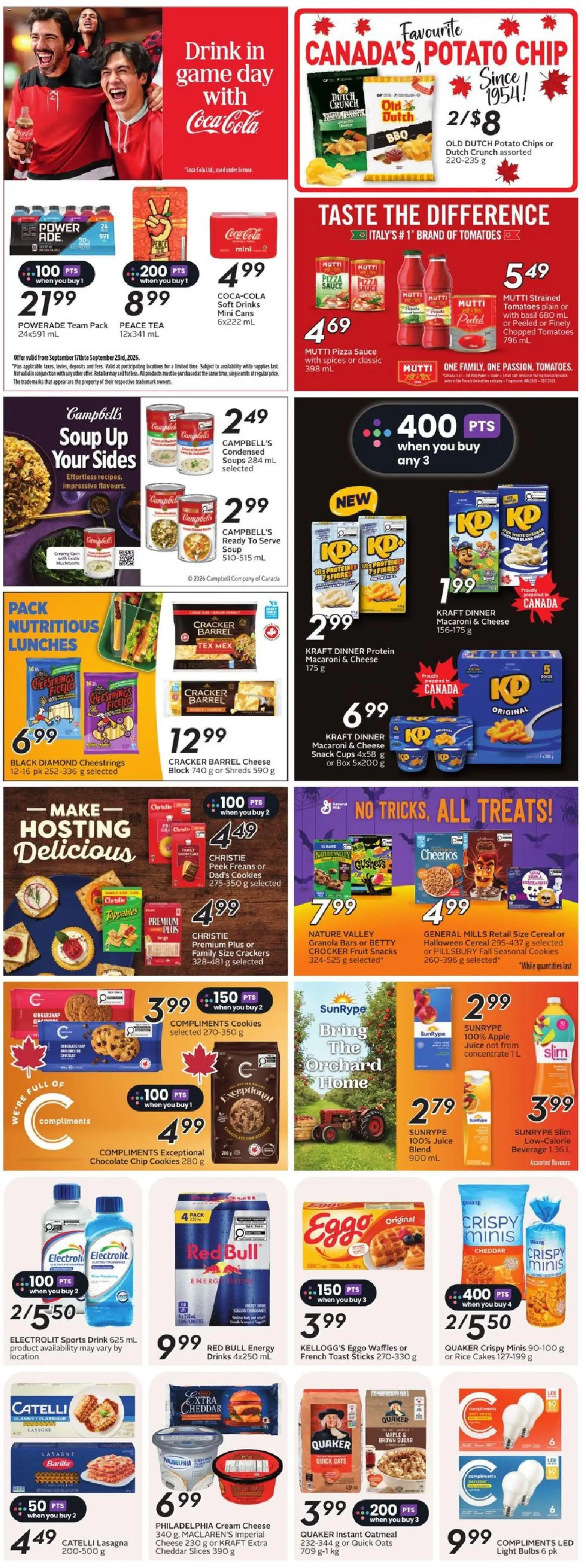 Safeway flyer valid from Sep 17, 2026 | Page: 19 | Products: Oatmeal, Oats, Apple juice, Crackers