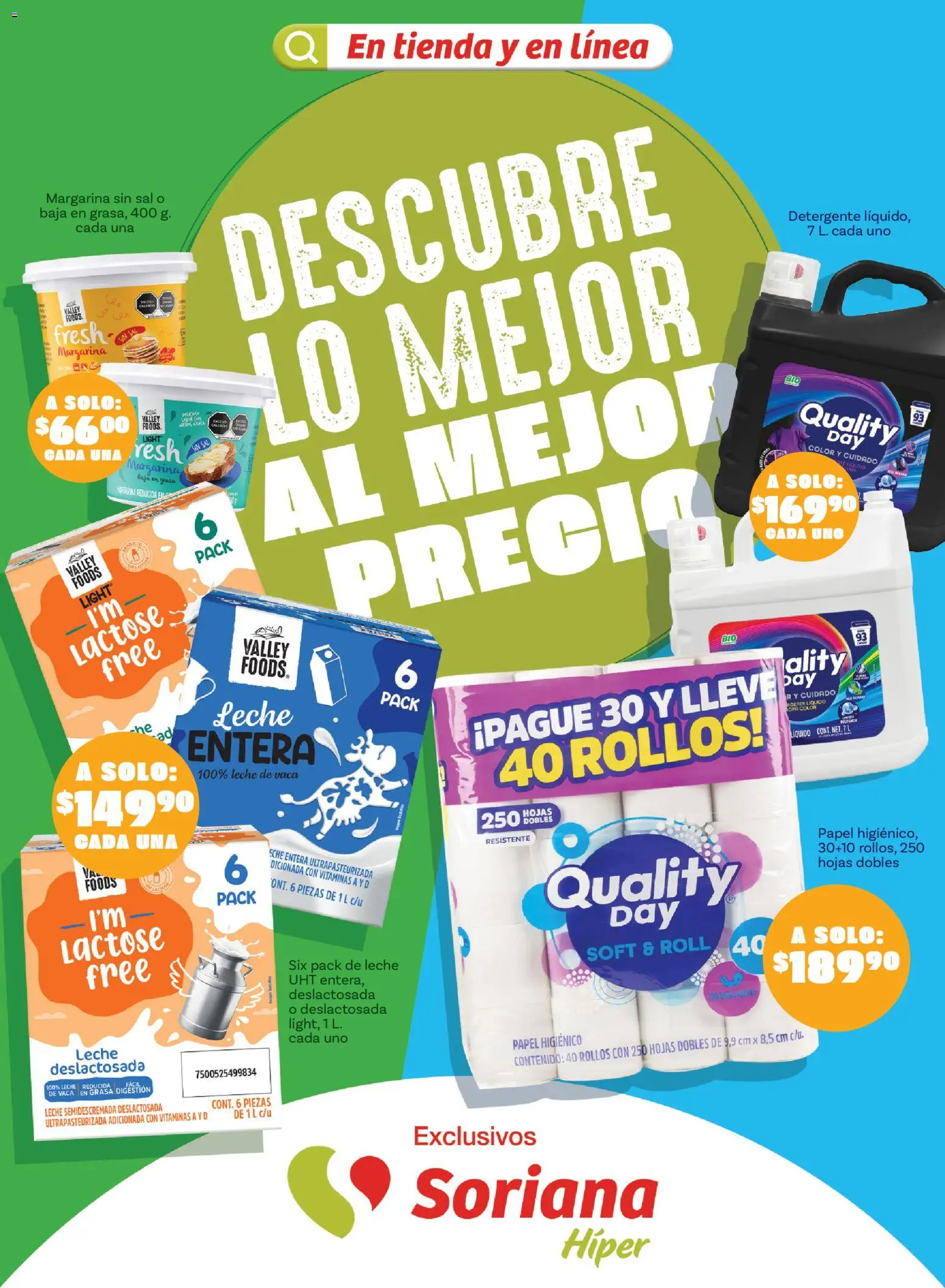 Nuevas ofertas de Soriana válidas en toda la República Mexicana desde el 31/08/2026. ¡Encuentra las mejores ofertas en Soriana Descubre lo mejor al mejor precio Híper Nacional! | Página: 1 | Productos: Sal, Margarina, Papel higiénico, Leche semidescremada