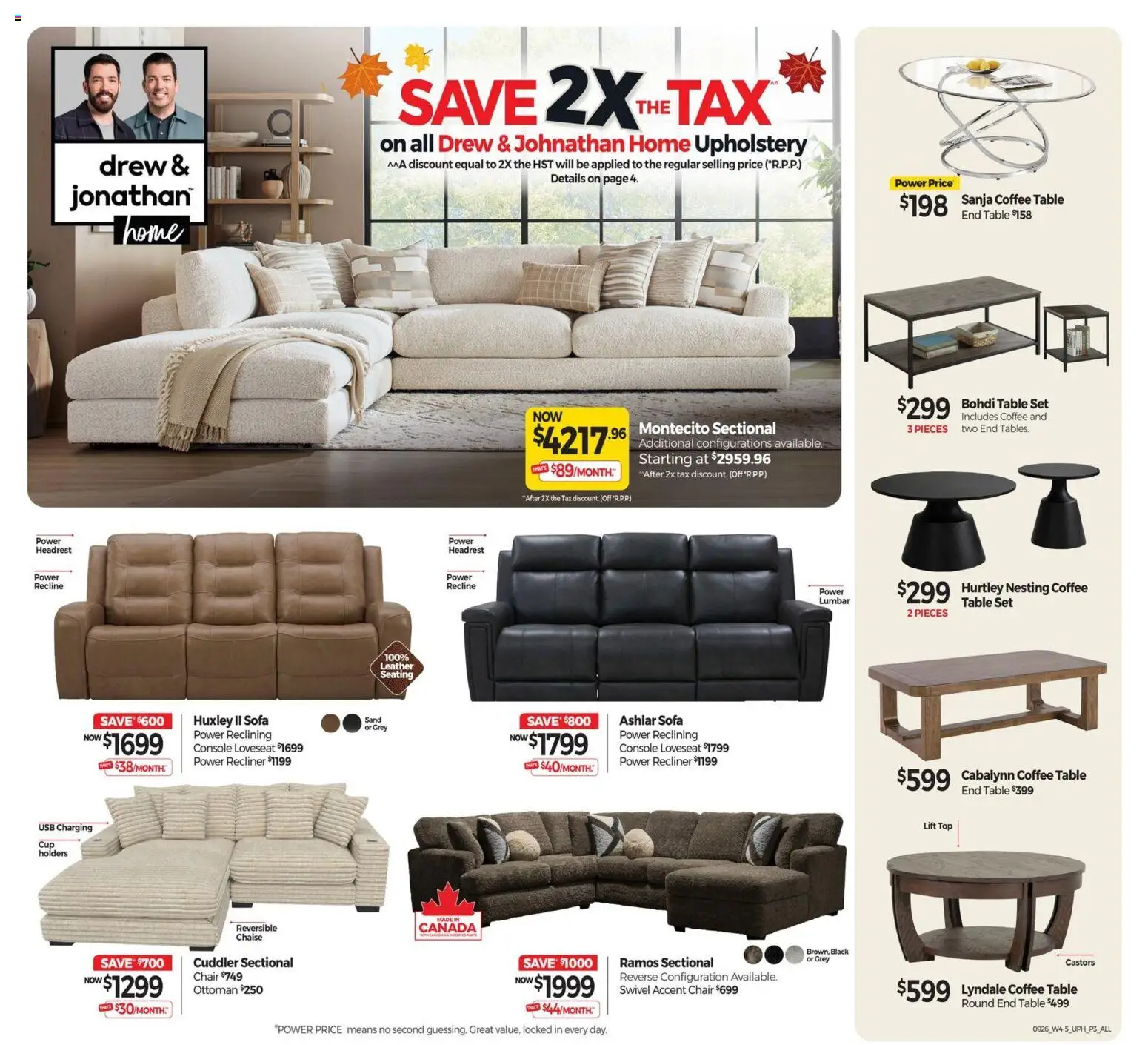 Tepperman's flyer valid from Sep 18, 2026 | Page: 11 | Products: Sofa, Table, Chair, Coffee