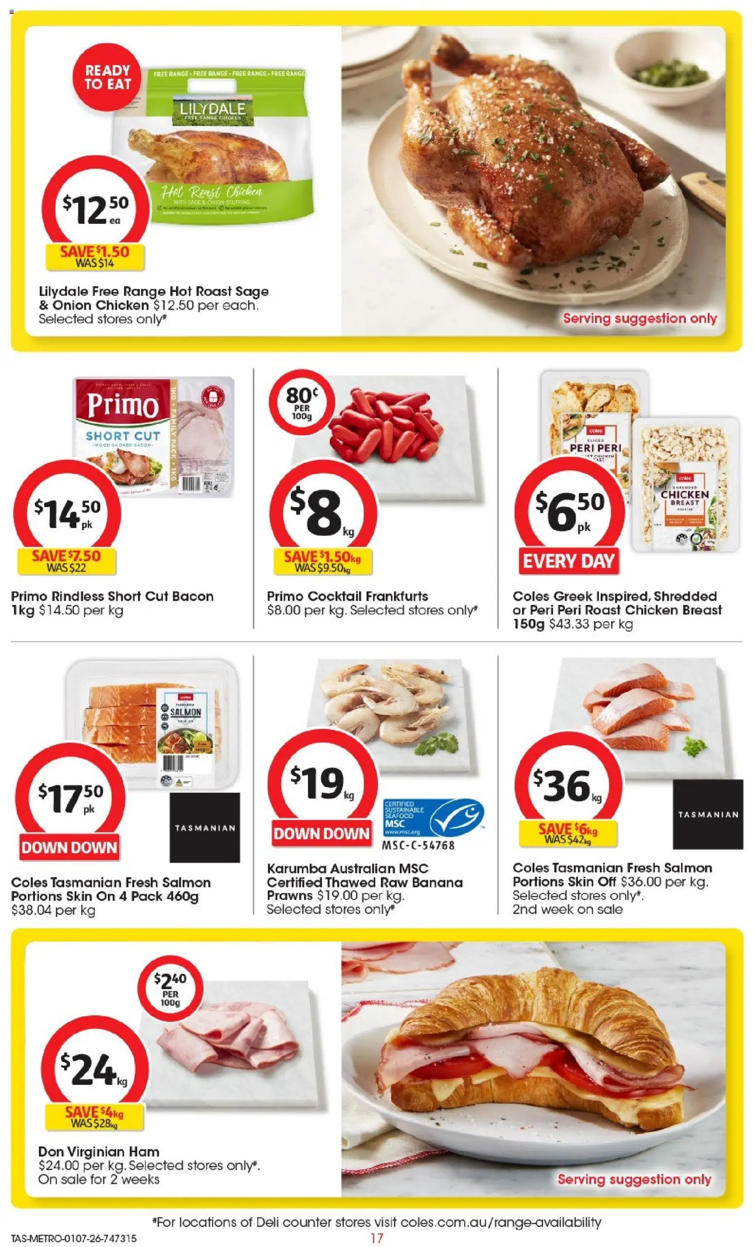Coles catalogue - valid from 01/07/2026 | Page: 17 | Products: Bacon, Ham, Prawns, Seafood