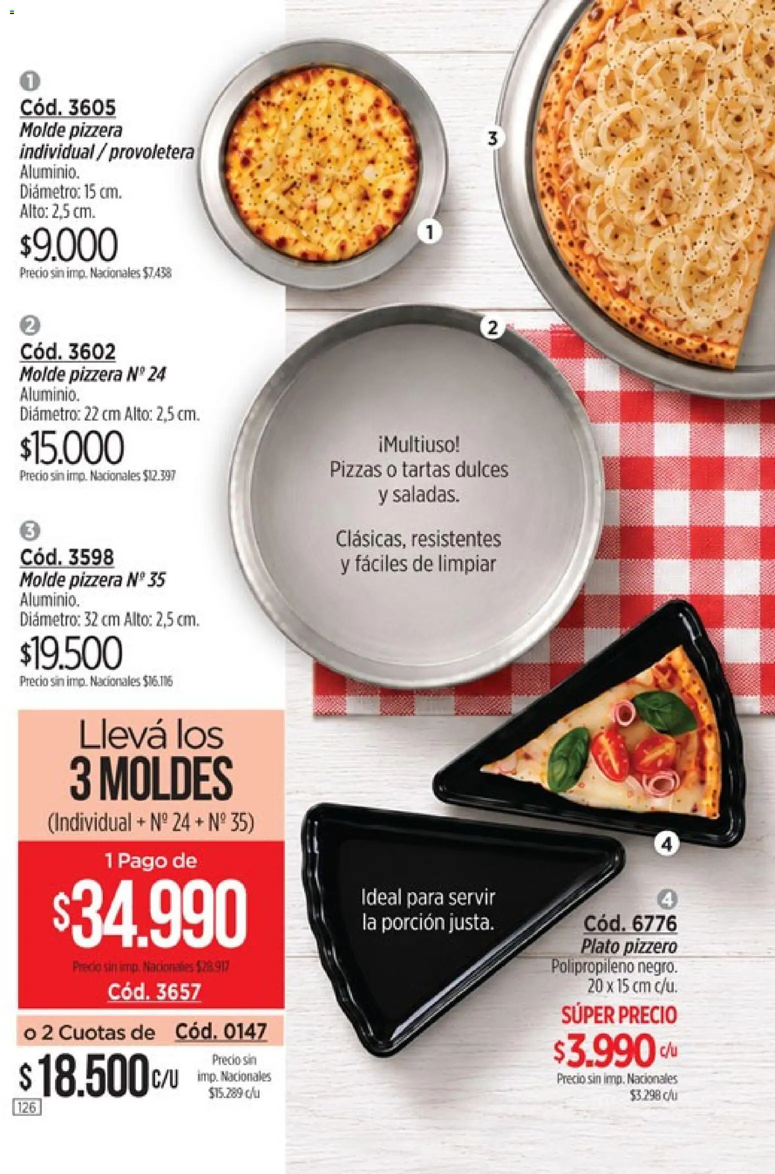 Catálogo Amodil Campaña 12 │ válido desde el 30/06/2026 | Página: 126 | Productos: Pizzera, Molde, Individual