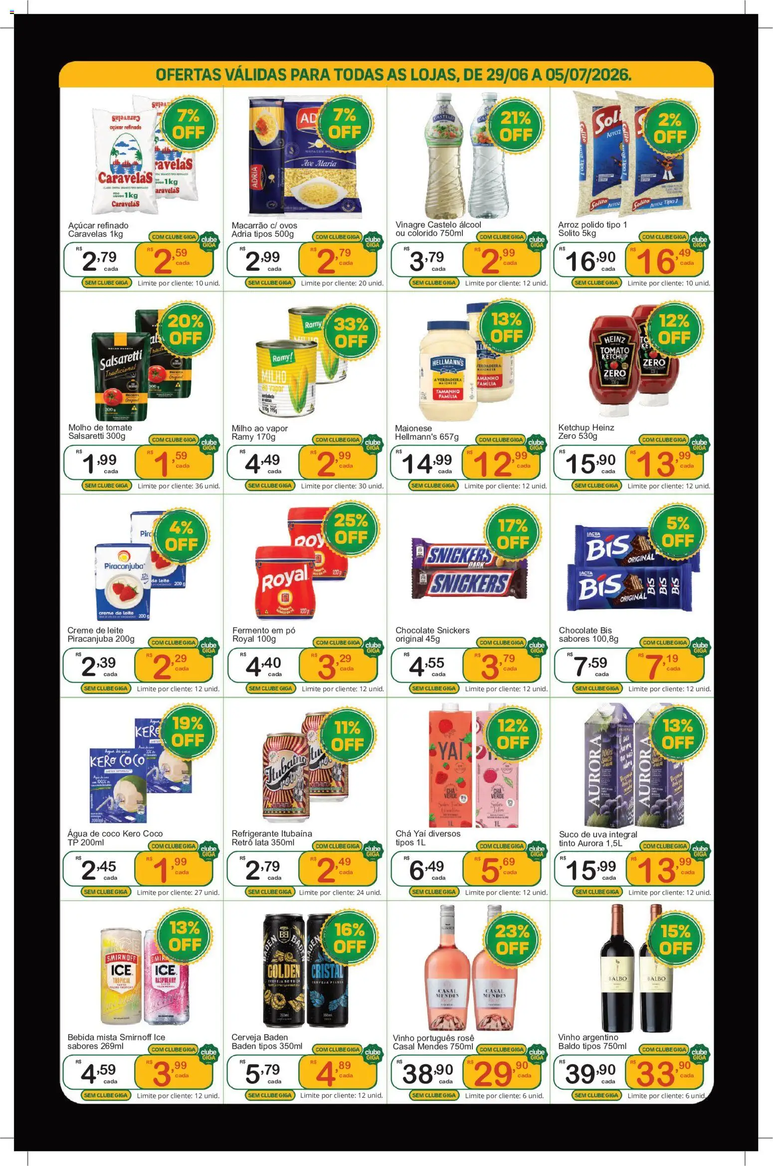 GIGA Atacado Folheto - válido de 29/06/2026 | Página: 3 | Produtos: Molho de tomate, Leite, Suco, Refrigerante