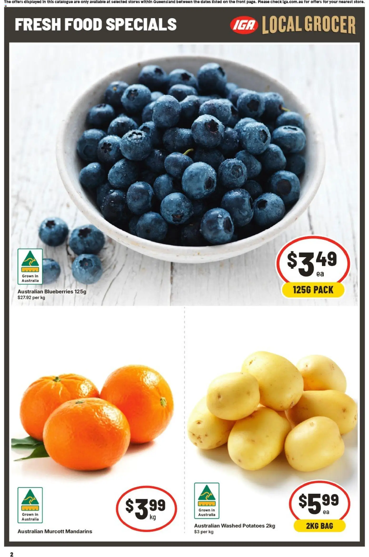 IGA catalogue - valid from 09/09/2026 | Page: 3 | Products: Food, Mandarins, Potatoes, Blueberries