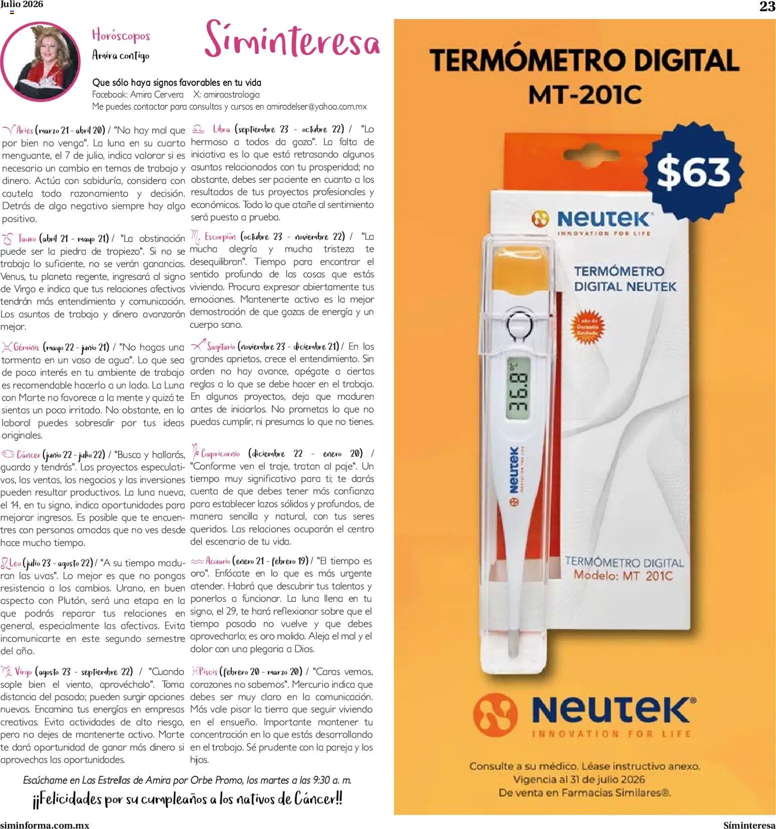 Nuevas ofertas de Farmacias Similares válidas en toda la República Mexicana desde el 01/07/2026. ¡Encuentra las mejores ofertas en Farmacias Similares catálogo! | Página: 23