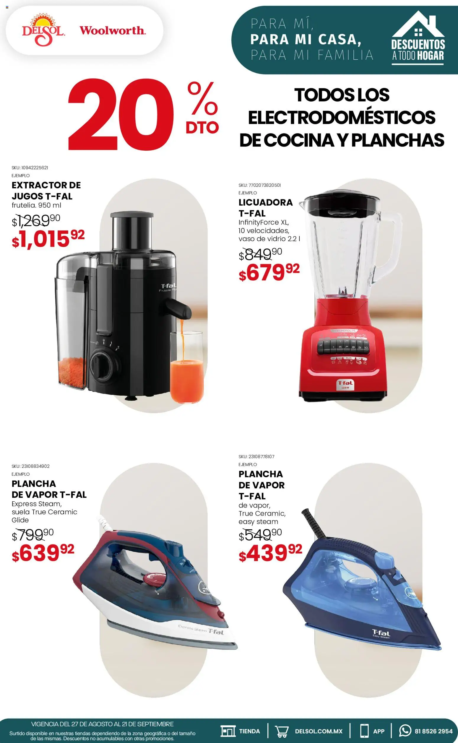 Nuevas ofertas de Del Sol y Woolworth válidas en toda la República Mexicana desde el 27/08/2026. ¡Encuentra las mejores ofertas en Del Sol y Woolworth catálogo! | Página: 2 | Productos: Plancha de vapor, Licuadora, Plancha, Extractor