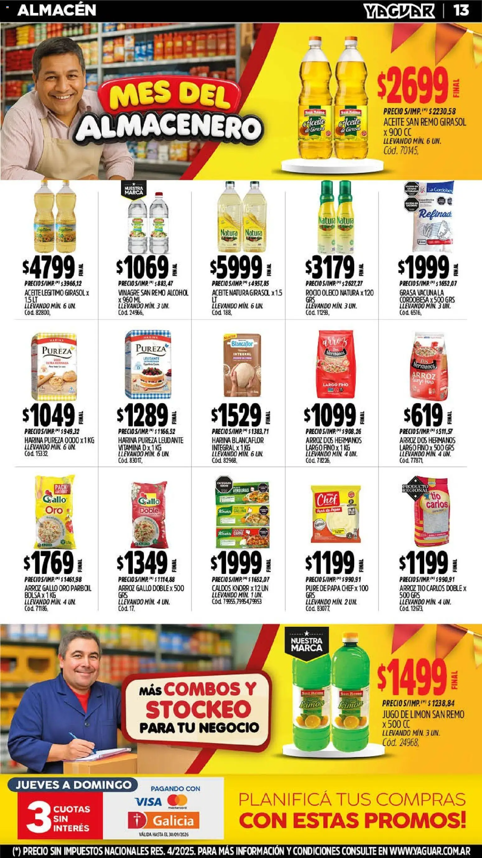 Yaguar - Oferta Semanal Mendoza │ válido desde el 14/09/2026 | Página: 13 | Productos: Vinagre, Limón, Verduras, Arroz