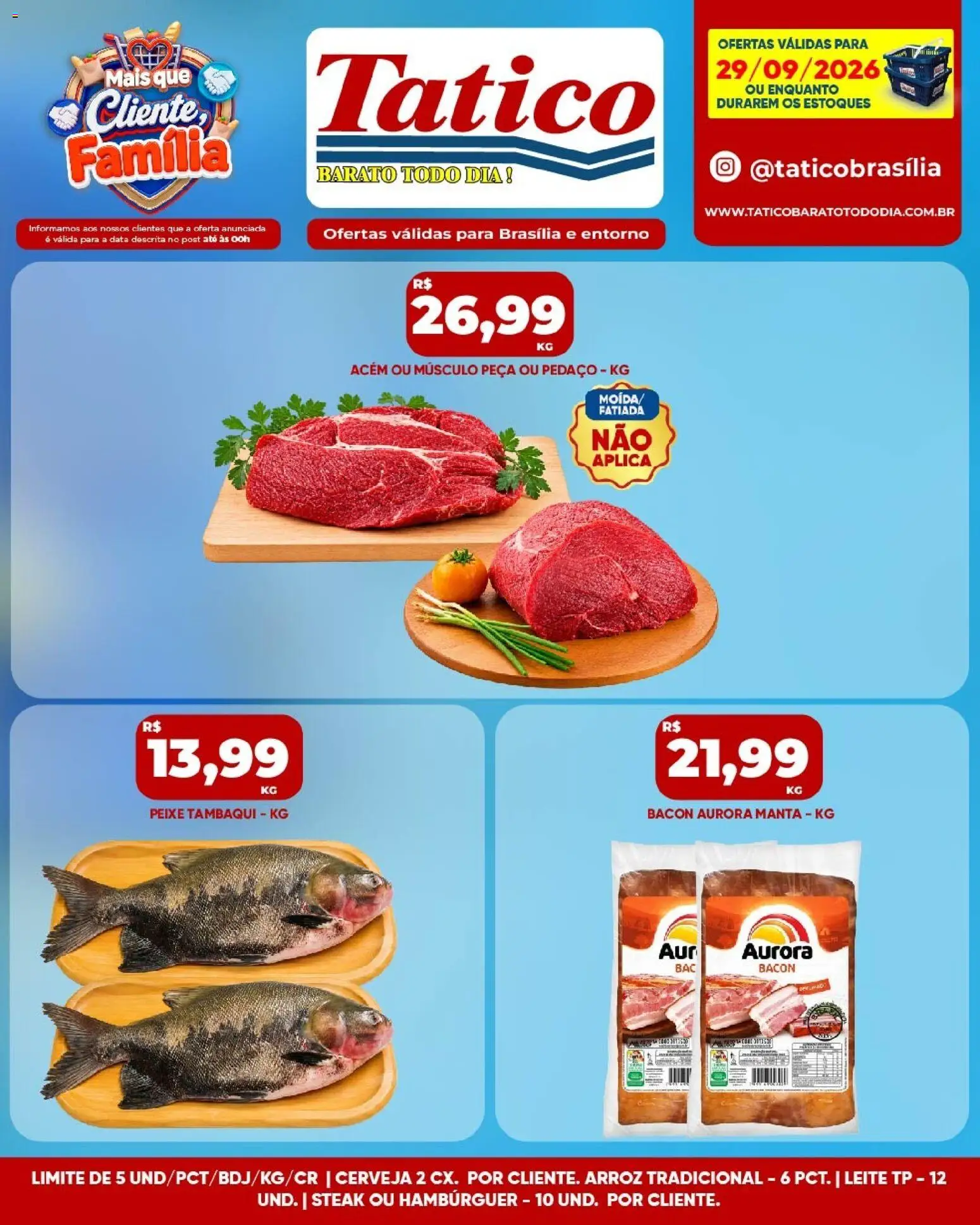 Tatico Folheto - válido de 29/09/2026 | Página: 11 | Produtos: Leite, Peixe, Hambúrguer, Bacon