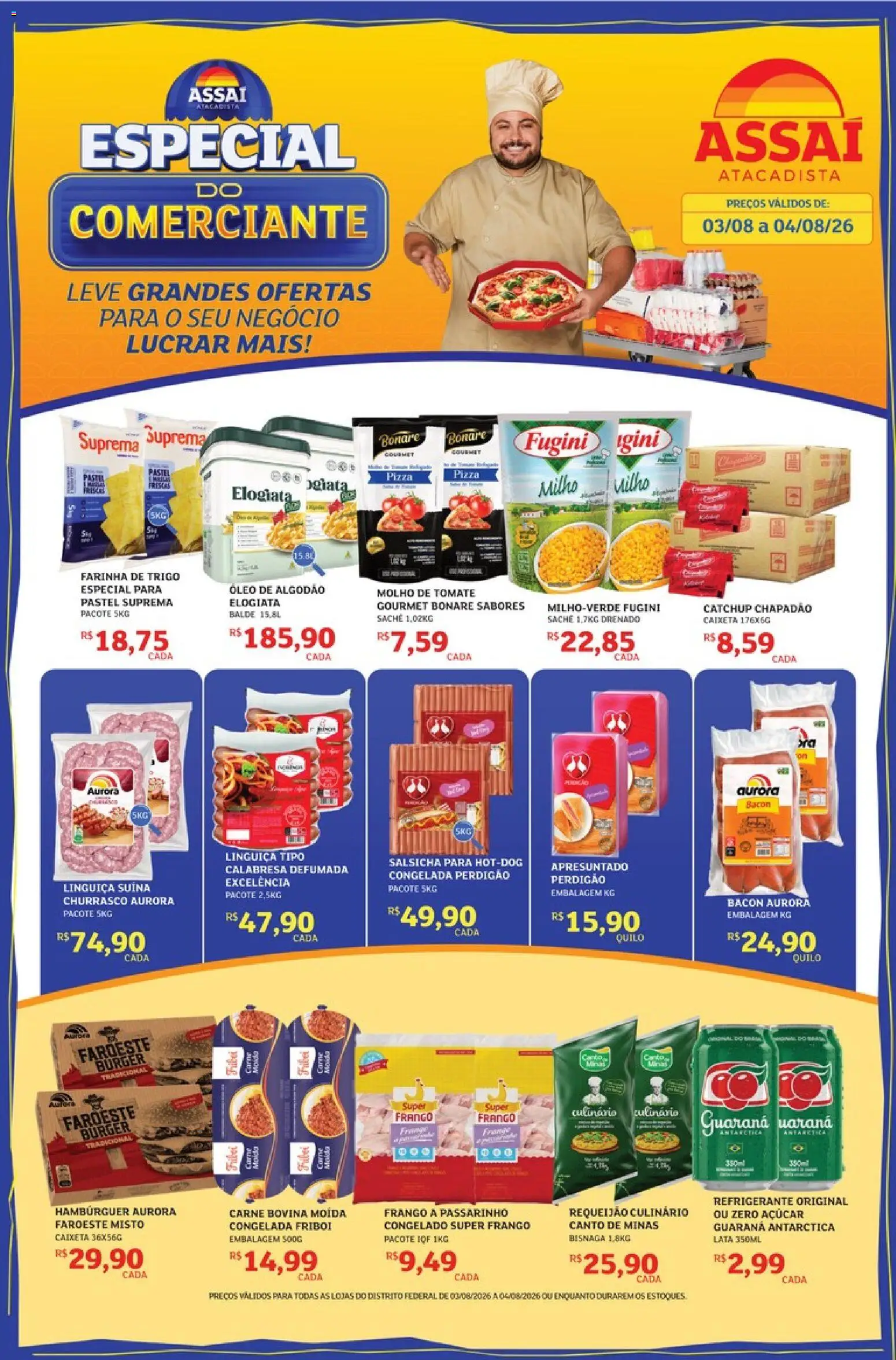 Assaí Atacadista Folheto - válido de 03/08/2026 | Página: 1 | Produtos: Guaraná, Farinha de trigo, Algodão, Refrigerante