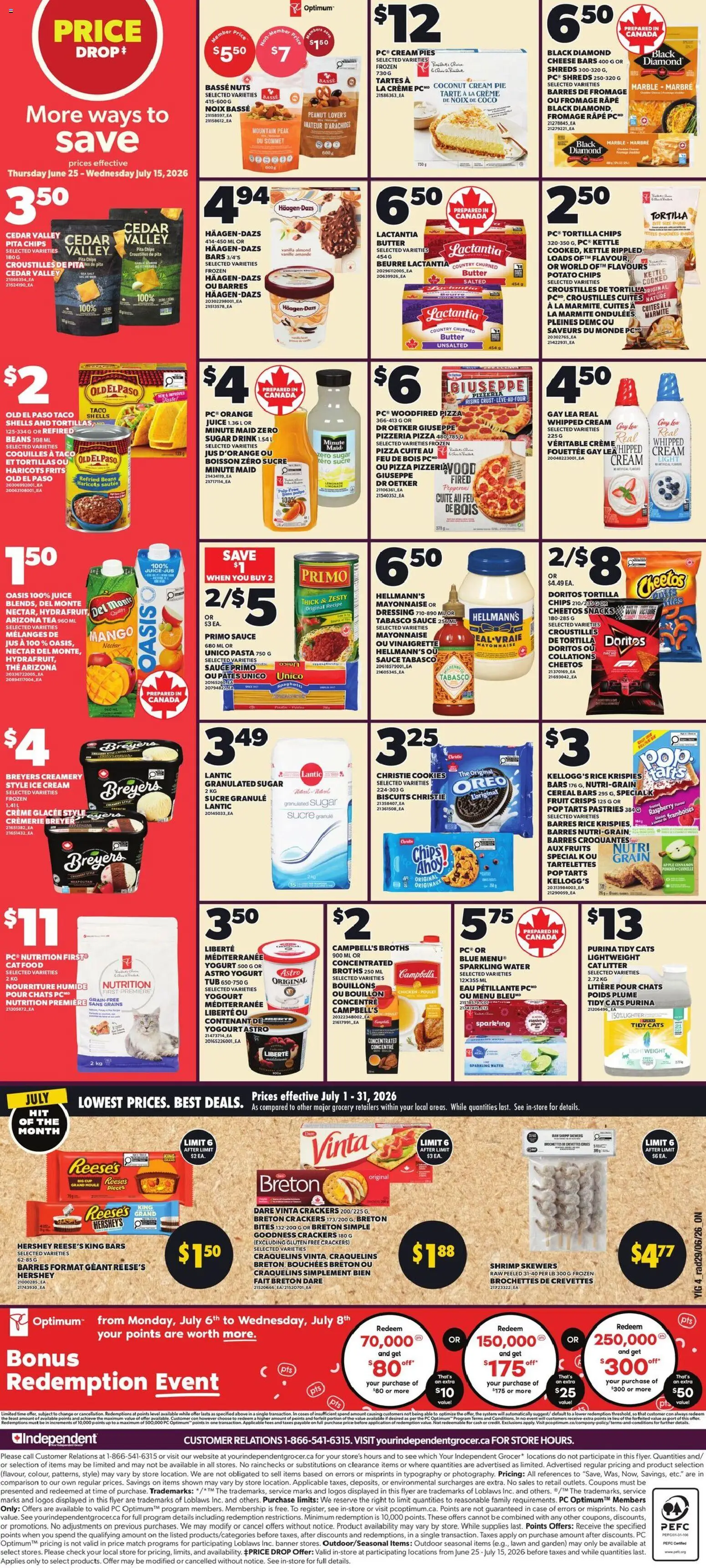 Independent Grocer flyer valid from Jul 2, 2026 | Page: 3 | Products: Pasta, Cream, Ice cream, Yogurt