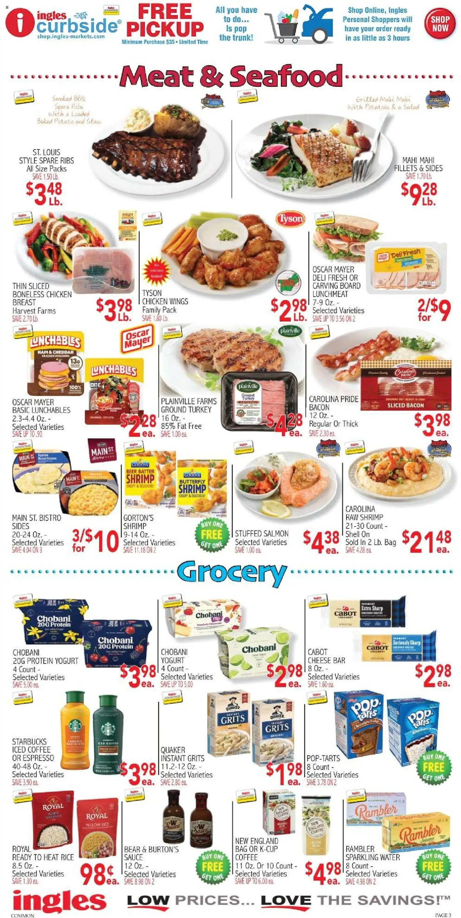 Ingles Weekly Ad - valid from 03.06.2026 | Page: 3 | Products: Cheese, Yogurt, Chocolate, Seafood