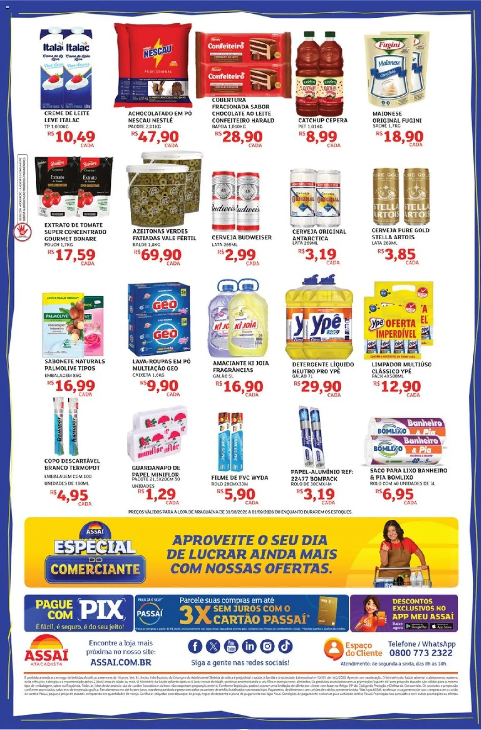 Assaí Atacadista Folheto - válido de 31/08/2026 | Página: 2 | Produtos: Tomate, Pó, Cerveja, Extrato de tomate