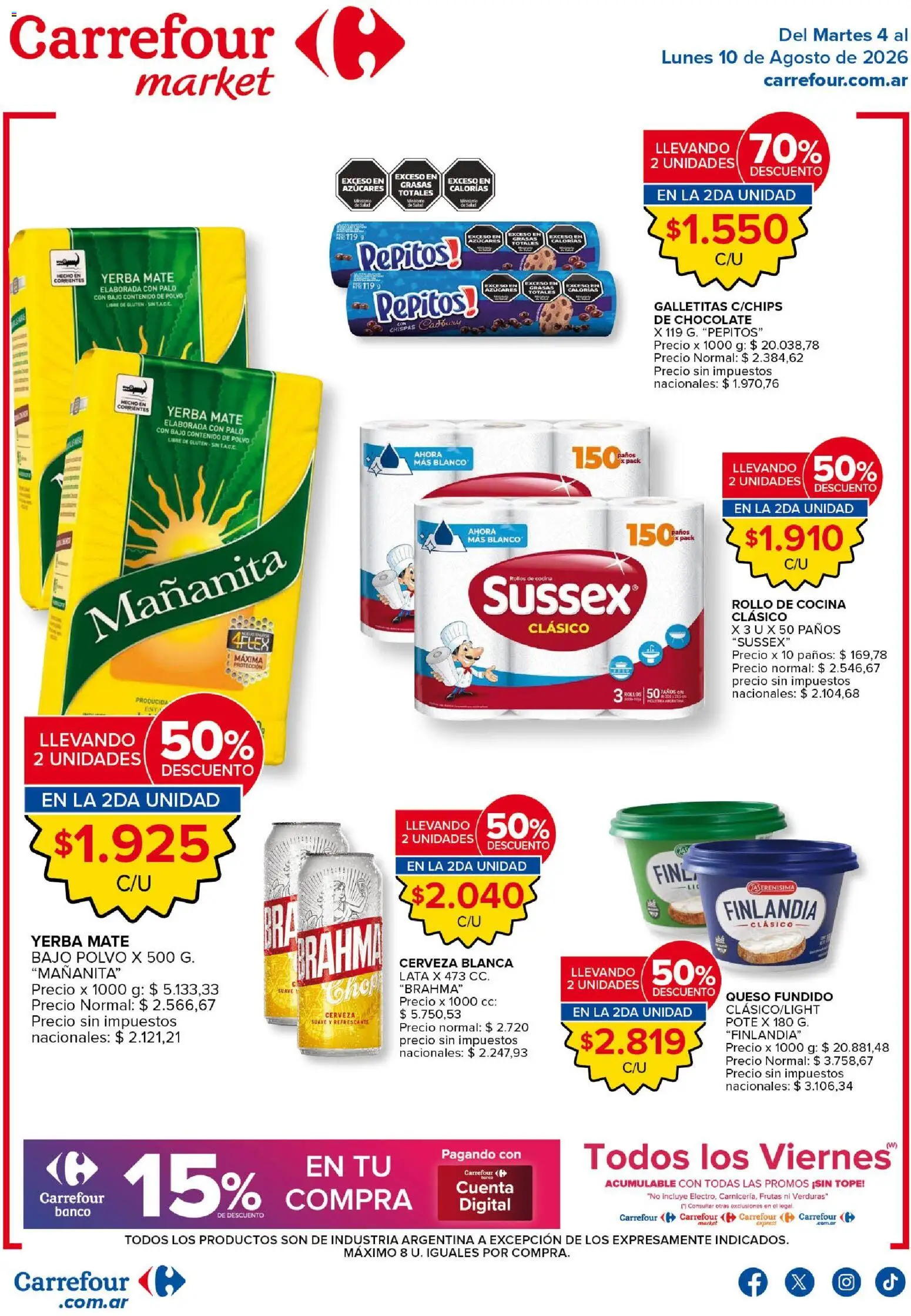 Carrefour Market catálogo │ válido desde el 04/08/2026 | Página: 1 | Productos: Yerba, Polvo, Chocolate, Cerveza