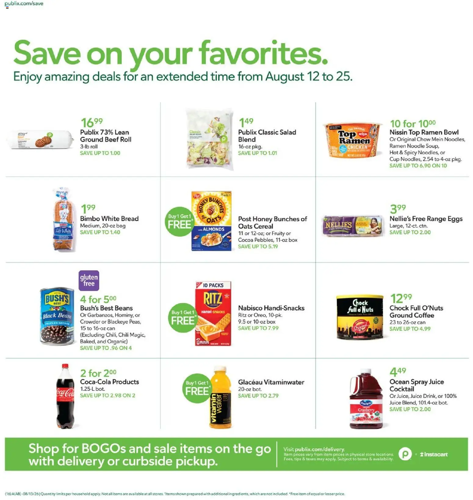 Publix Weekly Ad - valid from 08/12/2026 | Page: 16 | Products: Box, Juice, Cocoa, Ground beef