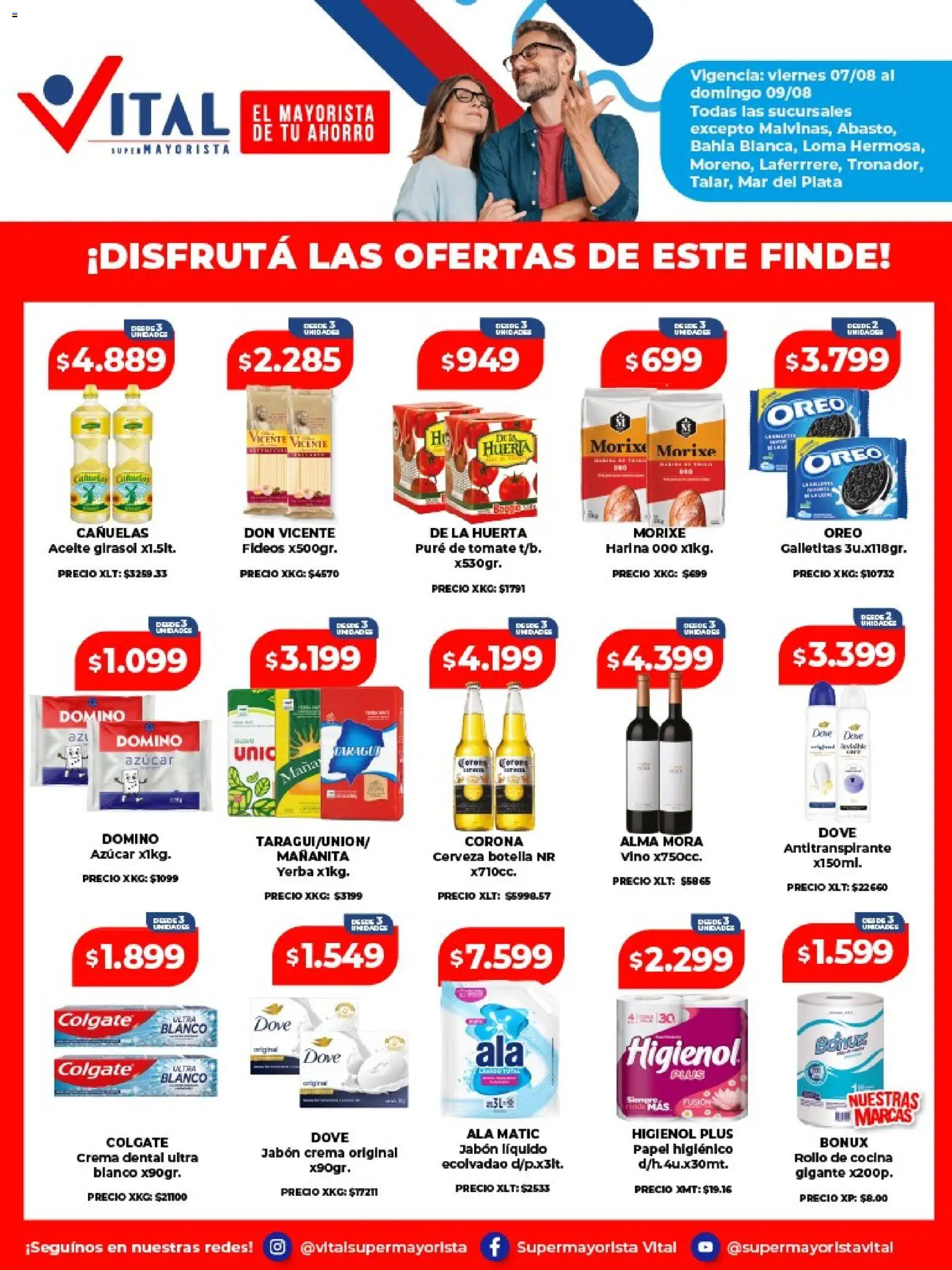 Vital - Ofertas fin │ válido desde el 07/08/2026 | Página: 1 | Productos: Vino, Cerveza, Puré, Crema