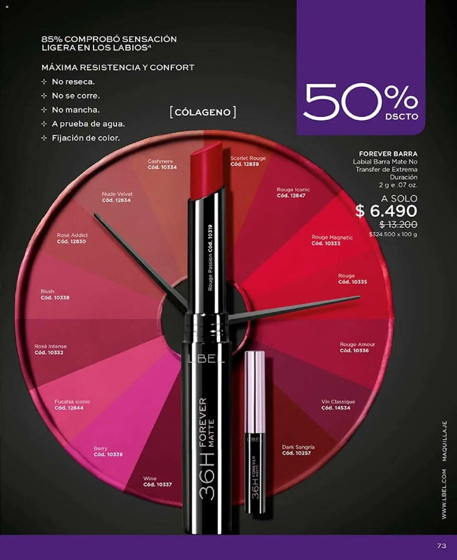 Catálogo L'Bel Campaña 14 │ válido desde el 16.08.2026 | Página: 73 | Productos: Maquillaje, Mate, Labial