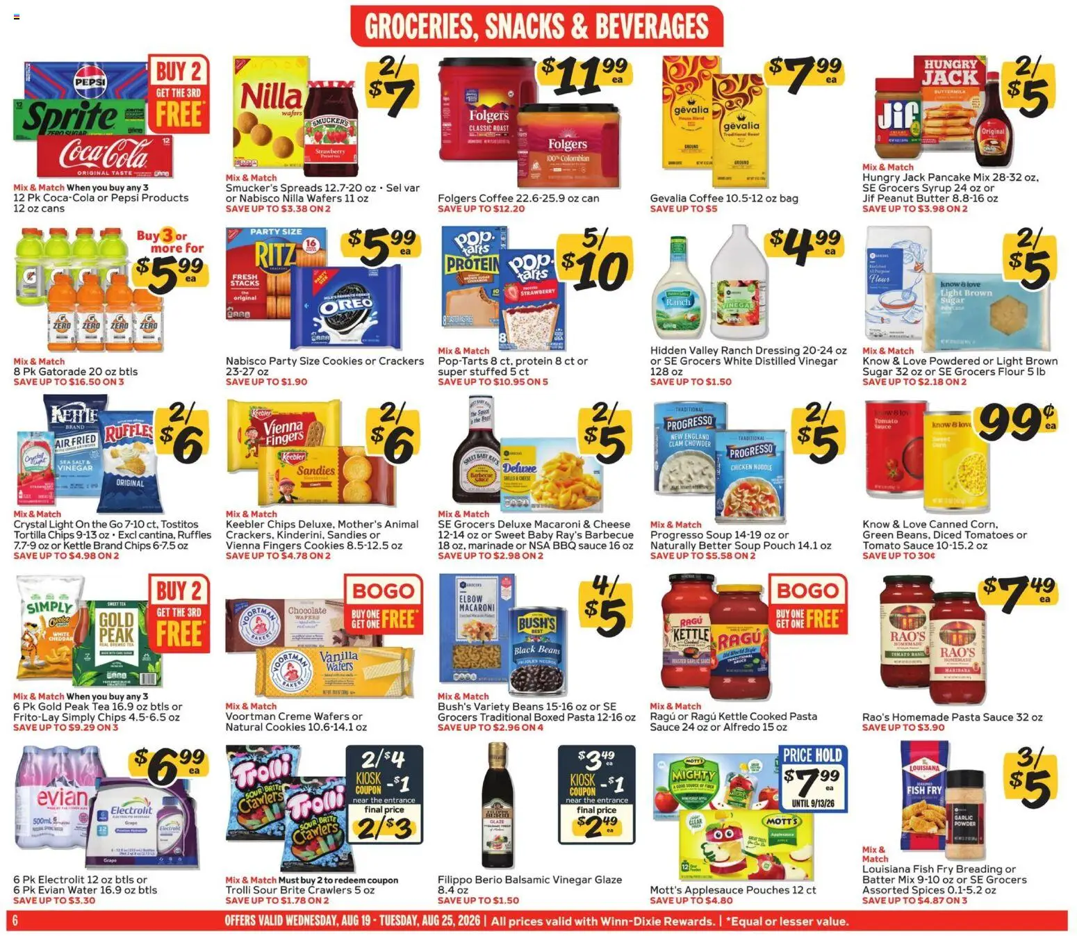 Winn Dixie Weekly Ad - valid from 08/19/2026 | Page: 6 | Products: Cheese, Protein, Tomato, Snacks