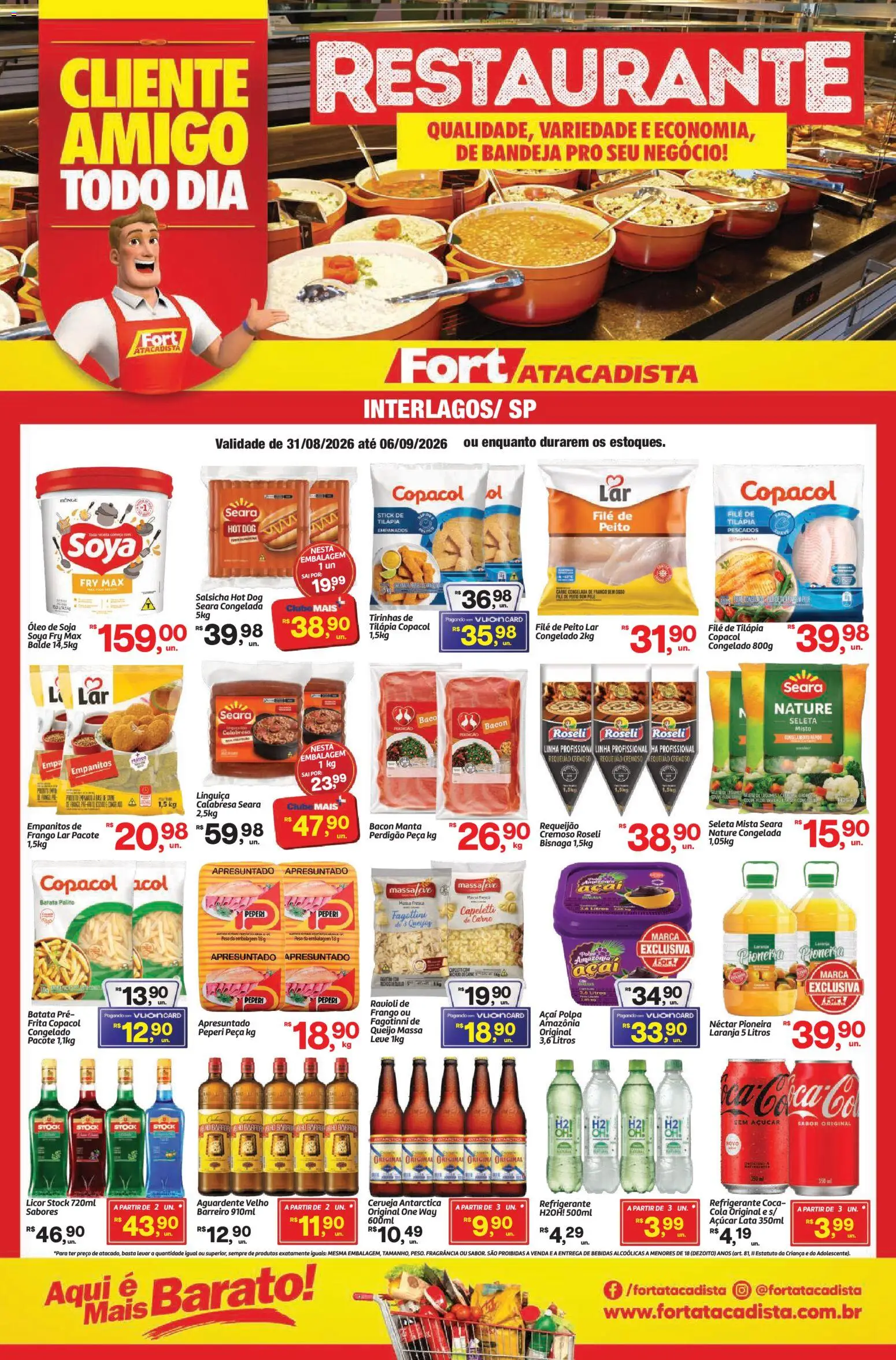Fort Atacadista Folheto - válido de 31/08/2026 | Página: 1 | Produtos: Salsicha, Queijo, Batata, Balde
