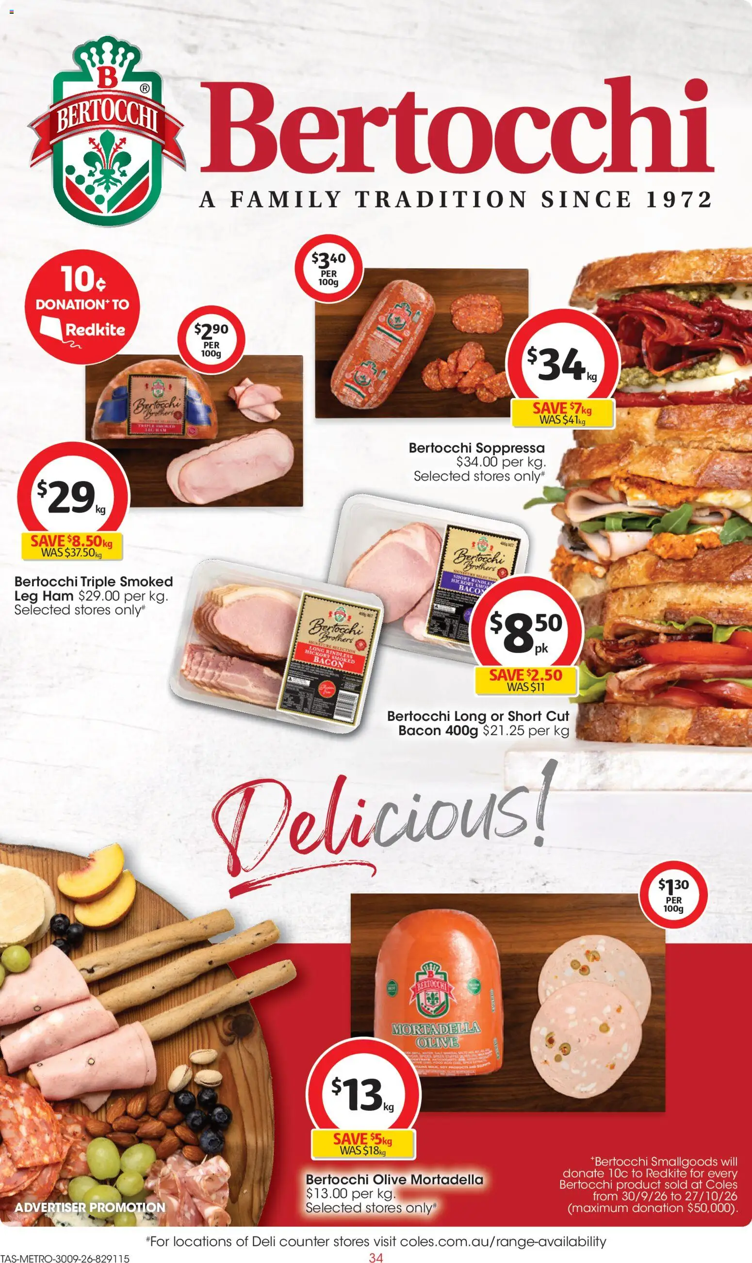 Coles catalogue - valid from 30/09/2026 | Page: 34 | Products: Bacon, Salami, Ham, Mortadella