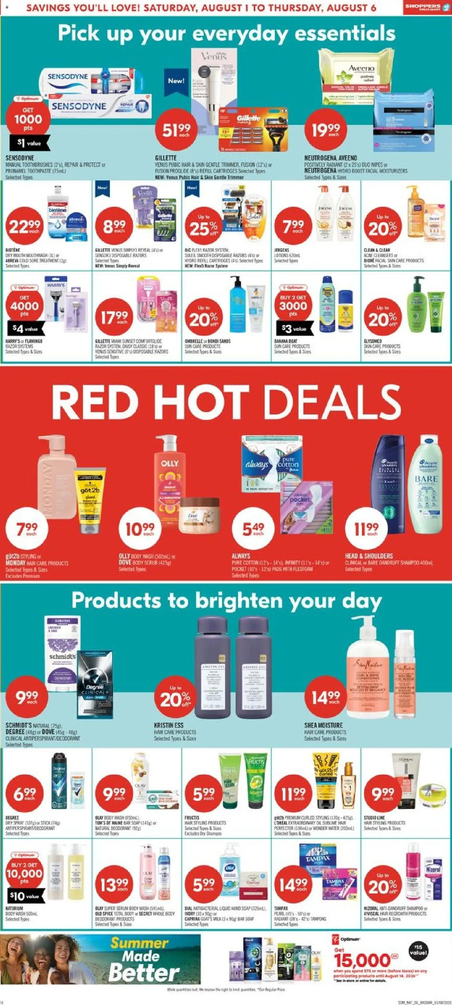 Shoppers flyer valid from Jul 31, 2026 | Page: 8 | Products: Body wash, Toothpaste, Mouthwash, Milk