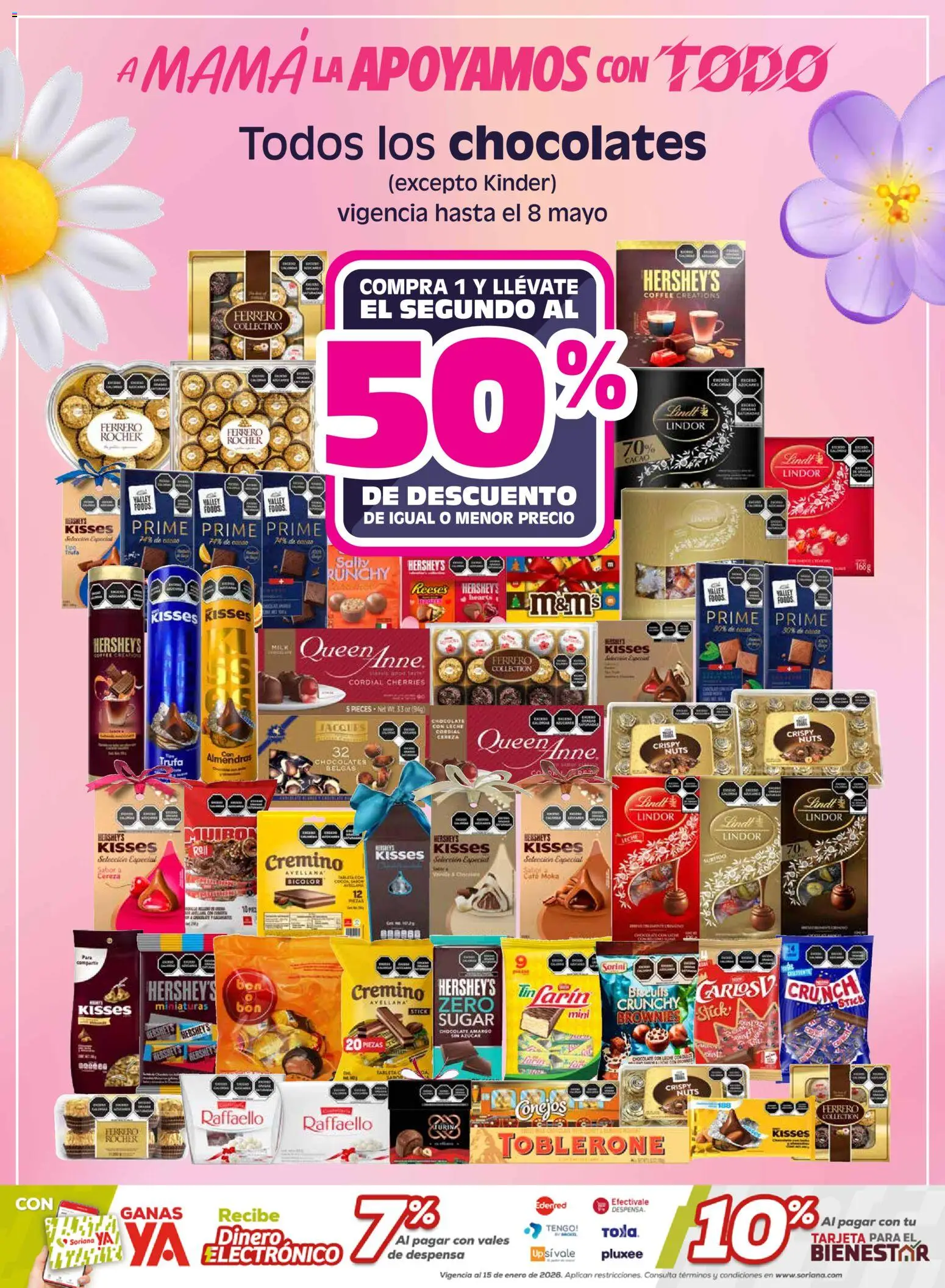 Nuevas ofertas de Soriana válidas en toda la República Mexicana desde el 30.04.2026. ¡Encuentra las mejores ofertas en Soriana A mamá la apoyamos con todo Híper Nacional! | Página: 34 | Productos: Almendras, Leche, Cacao, Despensa