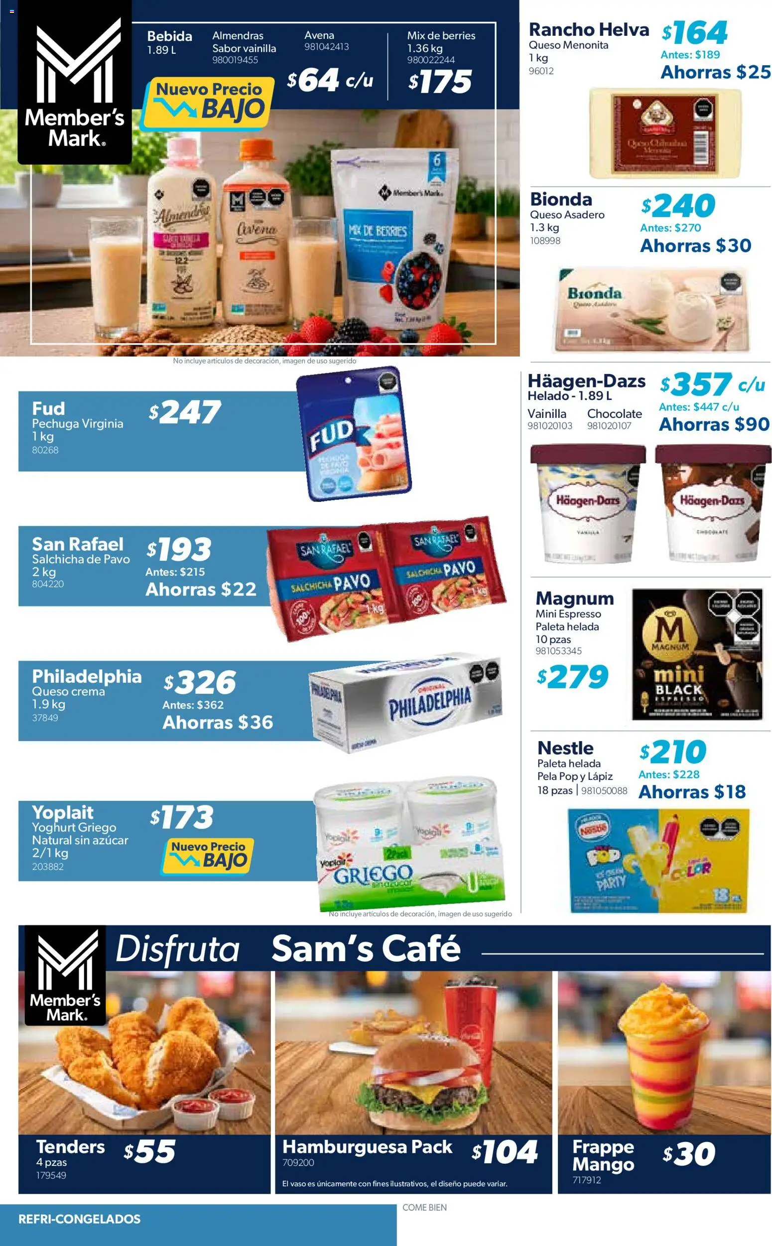 Nuevas ofertas de Sam's Club válidas en toda la República Mexicana desde el 03/07/2026. ¡Encuentra las mejores ofertas en Sam's Club catálogo Cuponera! | Página: 4 | Productos: Avena, Crema, Mango, Helado