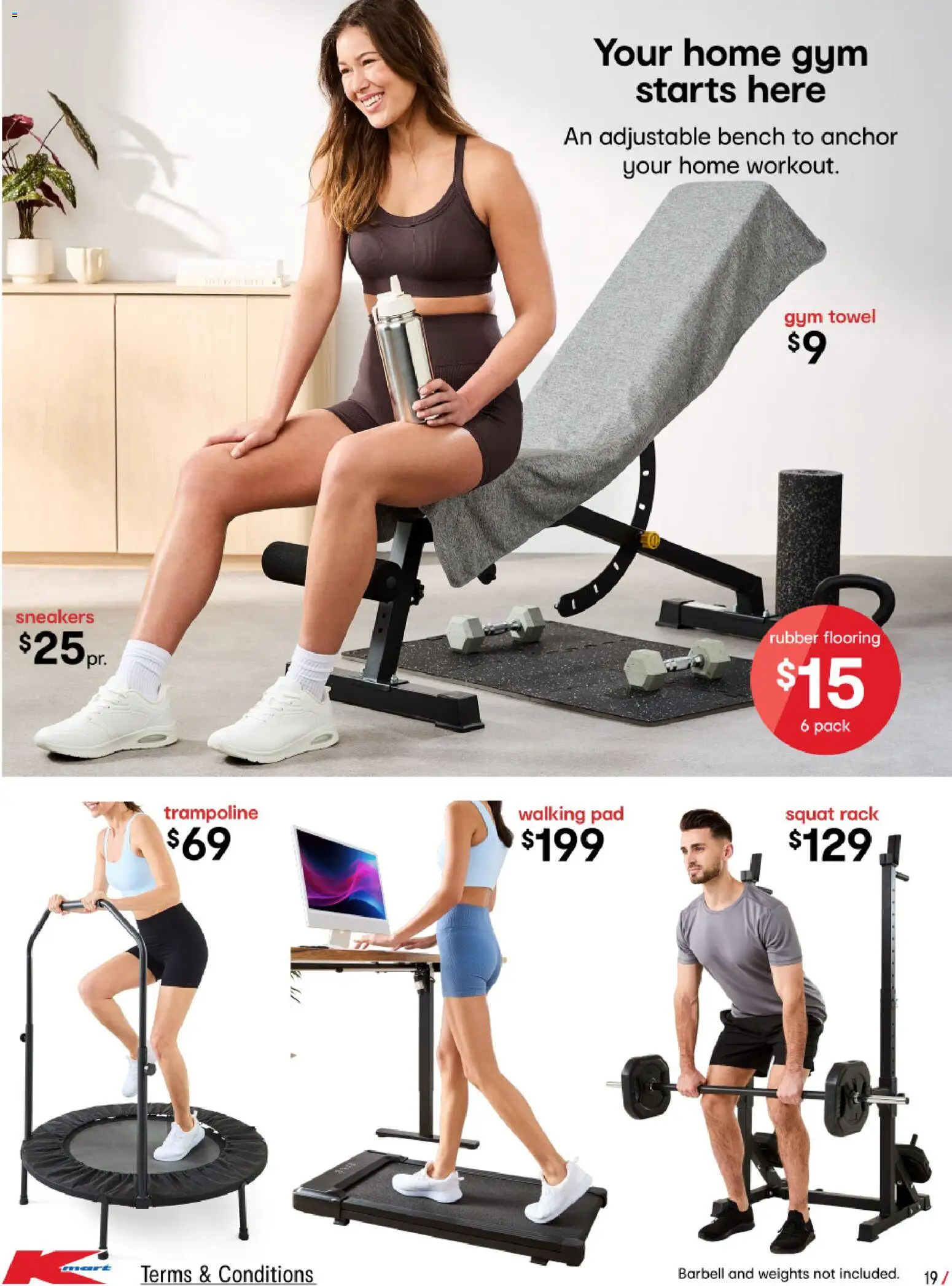 Kmart catalogue - valid from 27/08/2026 | Page: 19 | Products: Trampoline, Flooring, Sneakers, Bench