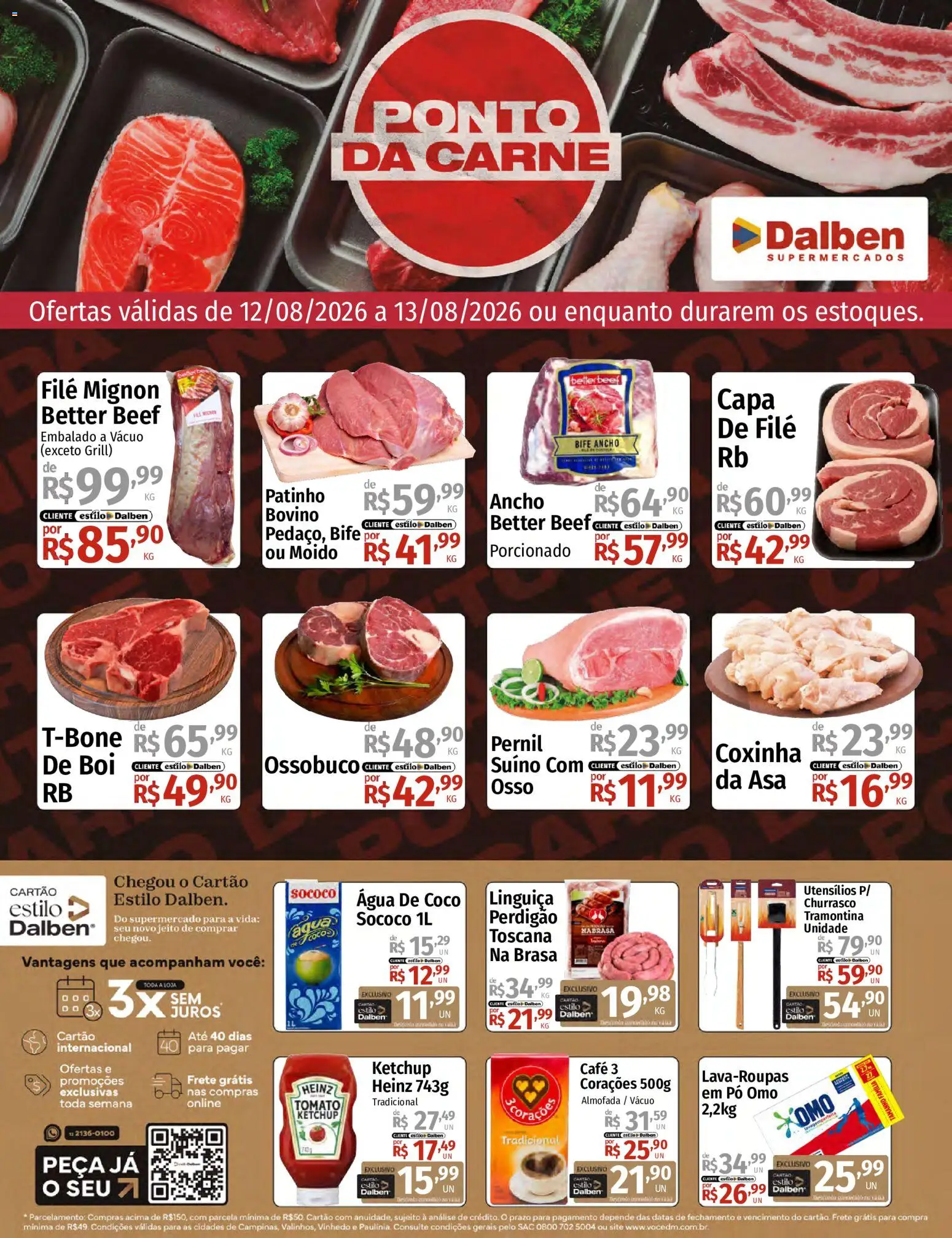 Supermercado Dalben Folheto - válido de 12/08/2026 | Página: 1 | Produtos: Coco, Almofada, Ketchup, Água