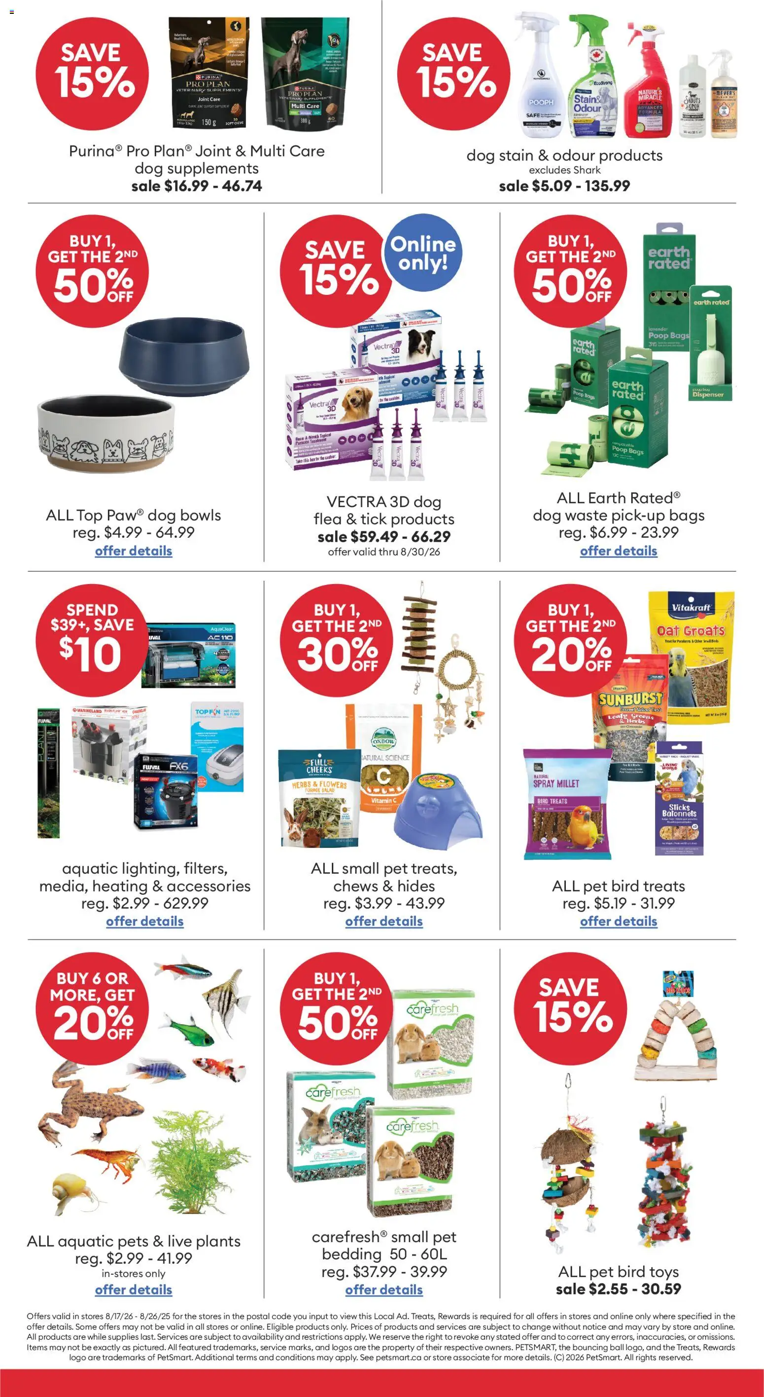 Petsmart flyer valid from Aug 17, 2026 | Page: 3 | Products: Salad, Flowers, Herbs, Toys