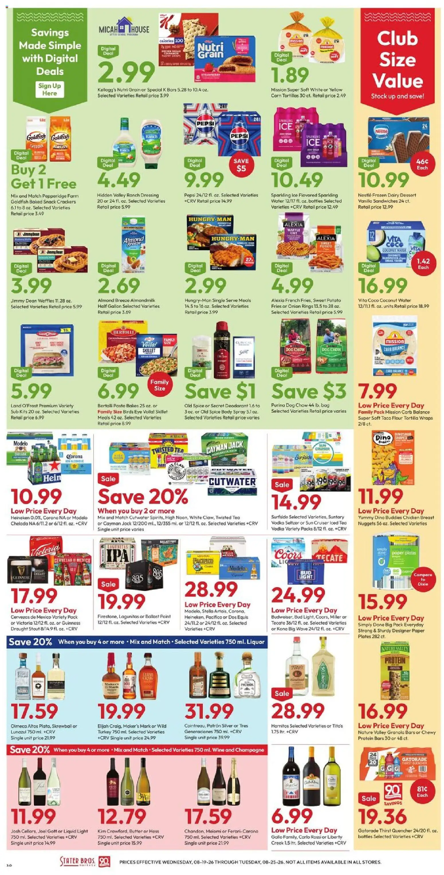 Stater Bros Weekly Ad - valid from 08/19/2026 | Page: 3 | Products: Butter, Heineken, Vodka, Ice