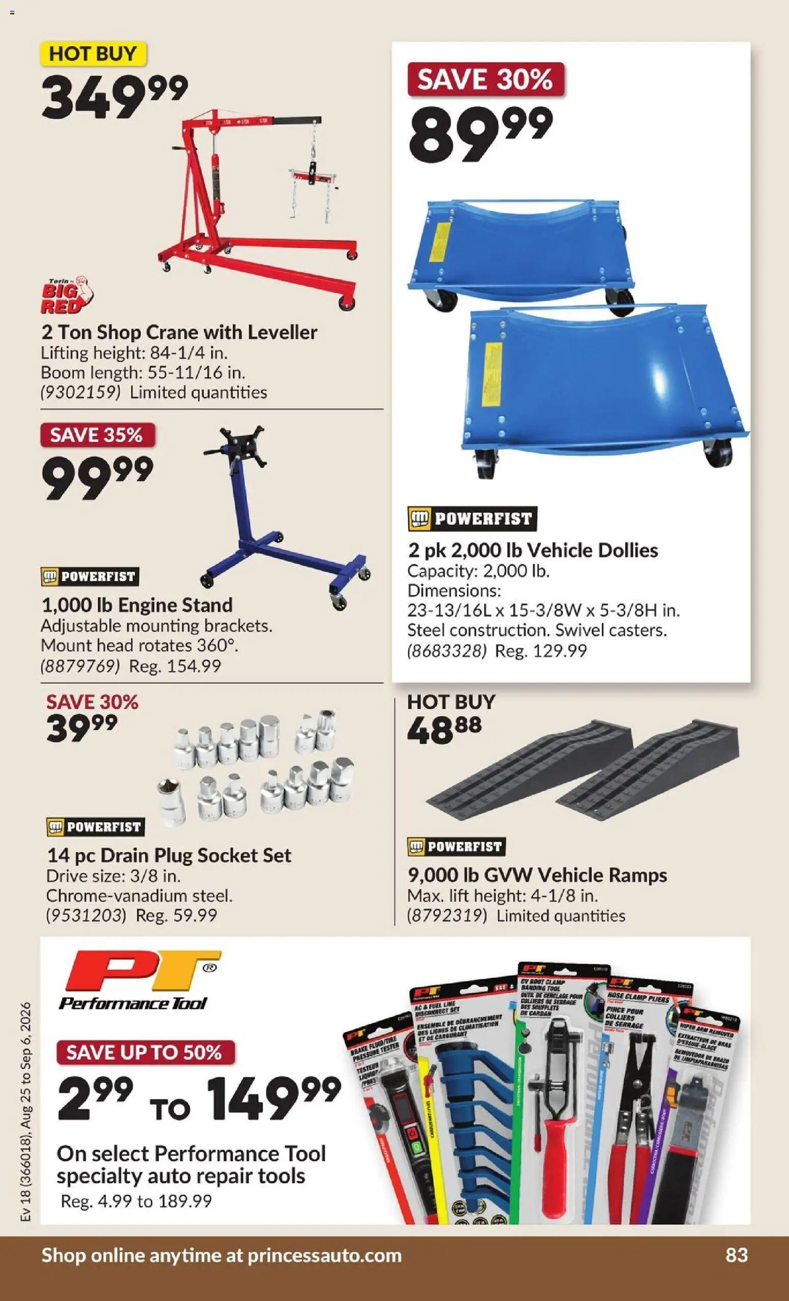 Princess Auto flyer valid from Aug 25, 2026 | Page: 84 | Products: PC, Tools, Socket