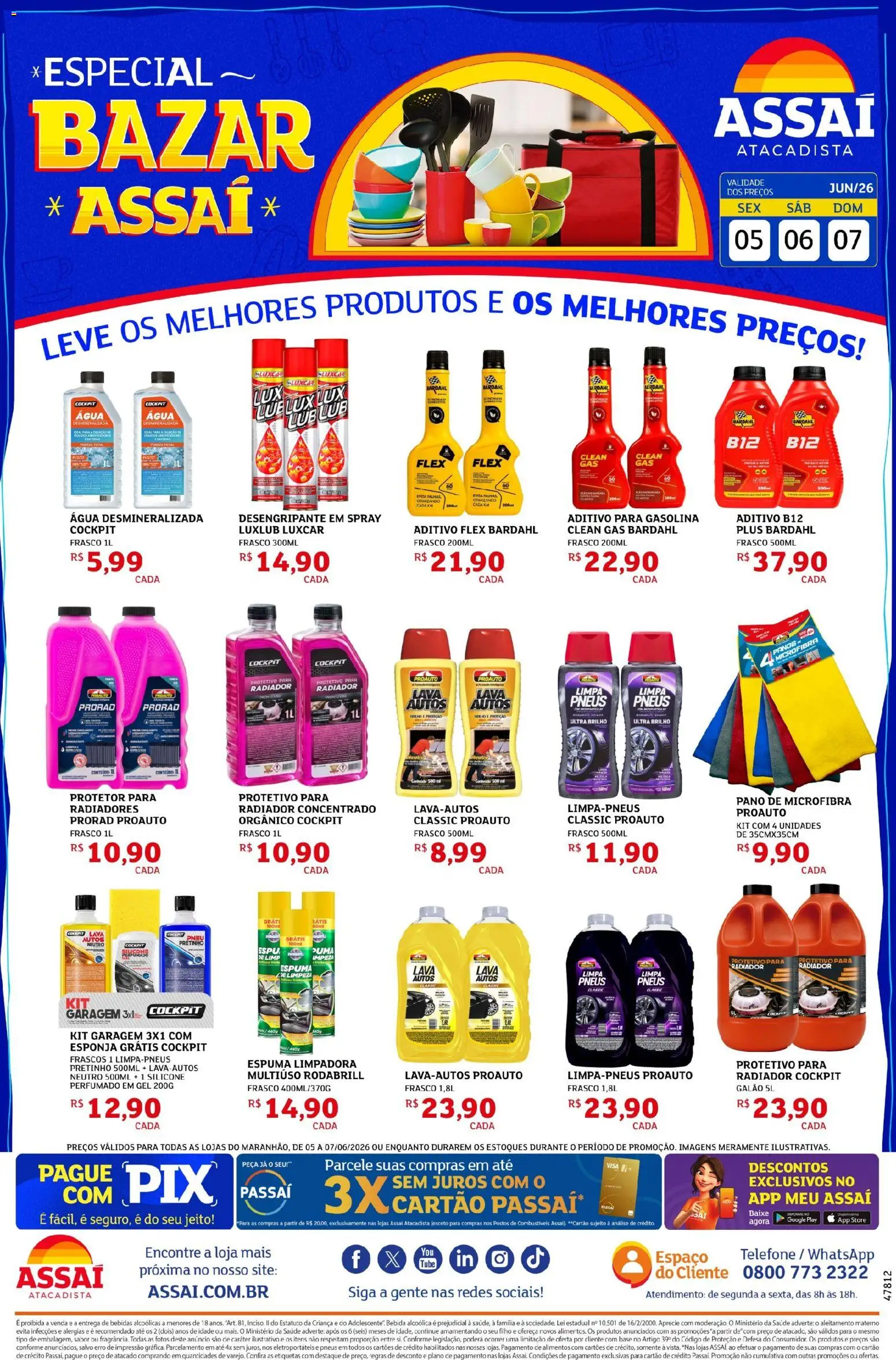 Assaí Atacadista Folheto - válido de 05.06.2026 | Página: 1 | Produtos: Pneu, Esponja, Radiador, Base